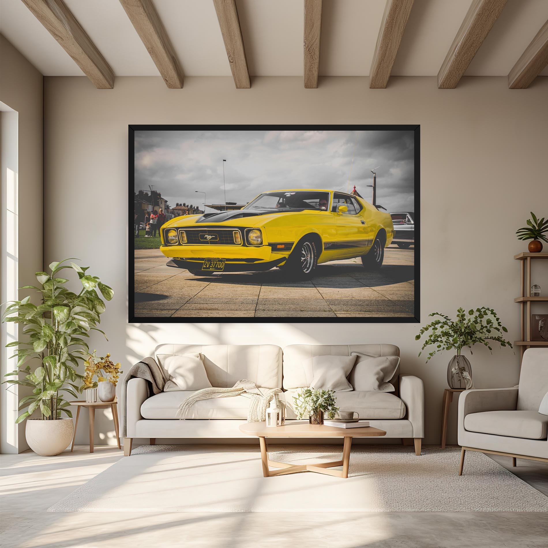 Vászonkép Vintage Yellow Car mockup 6