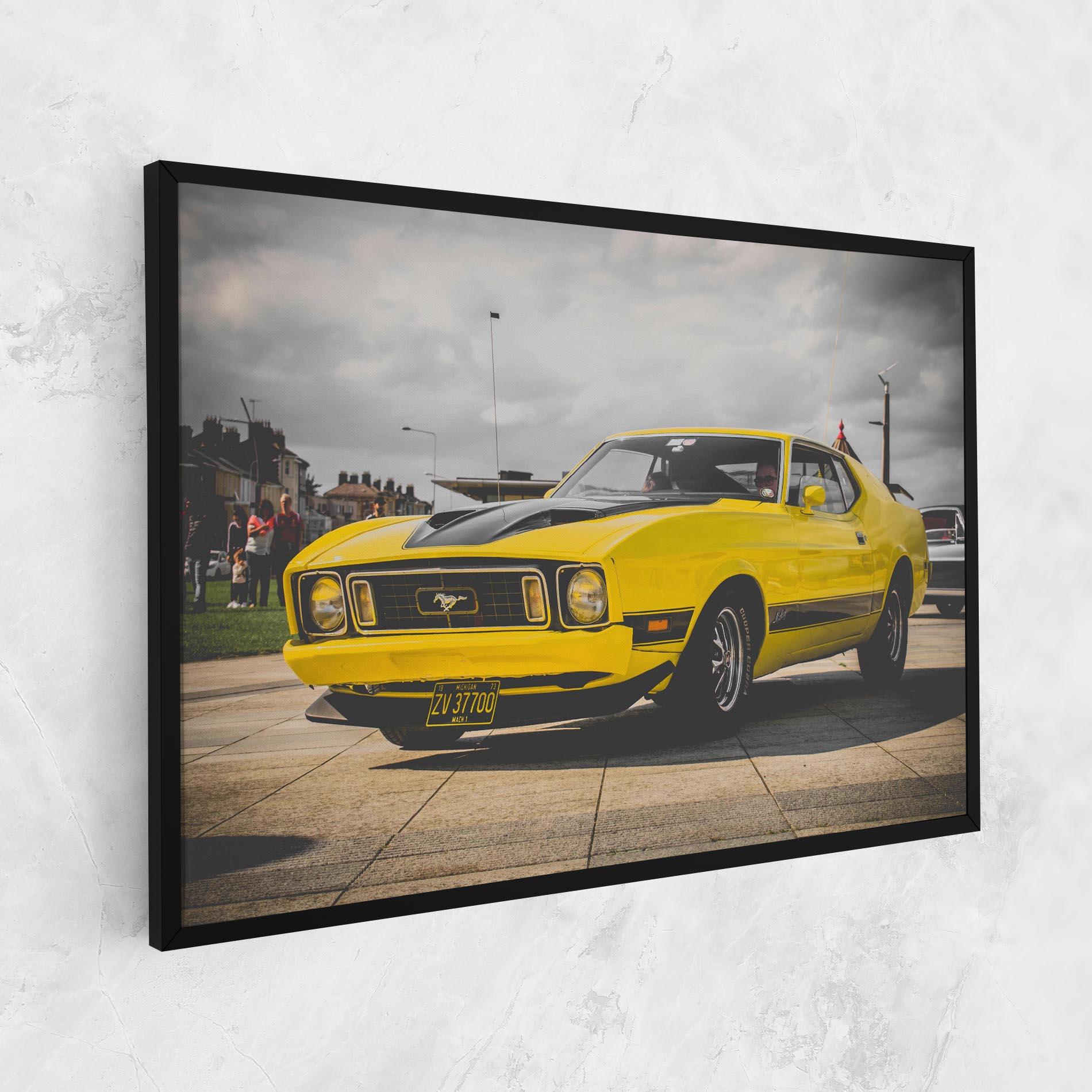 Vászonkép Vintage Yellow Car mockup 1
