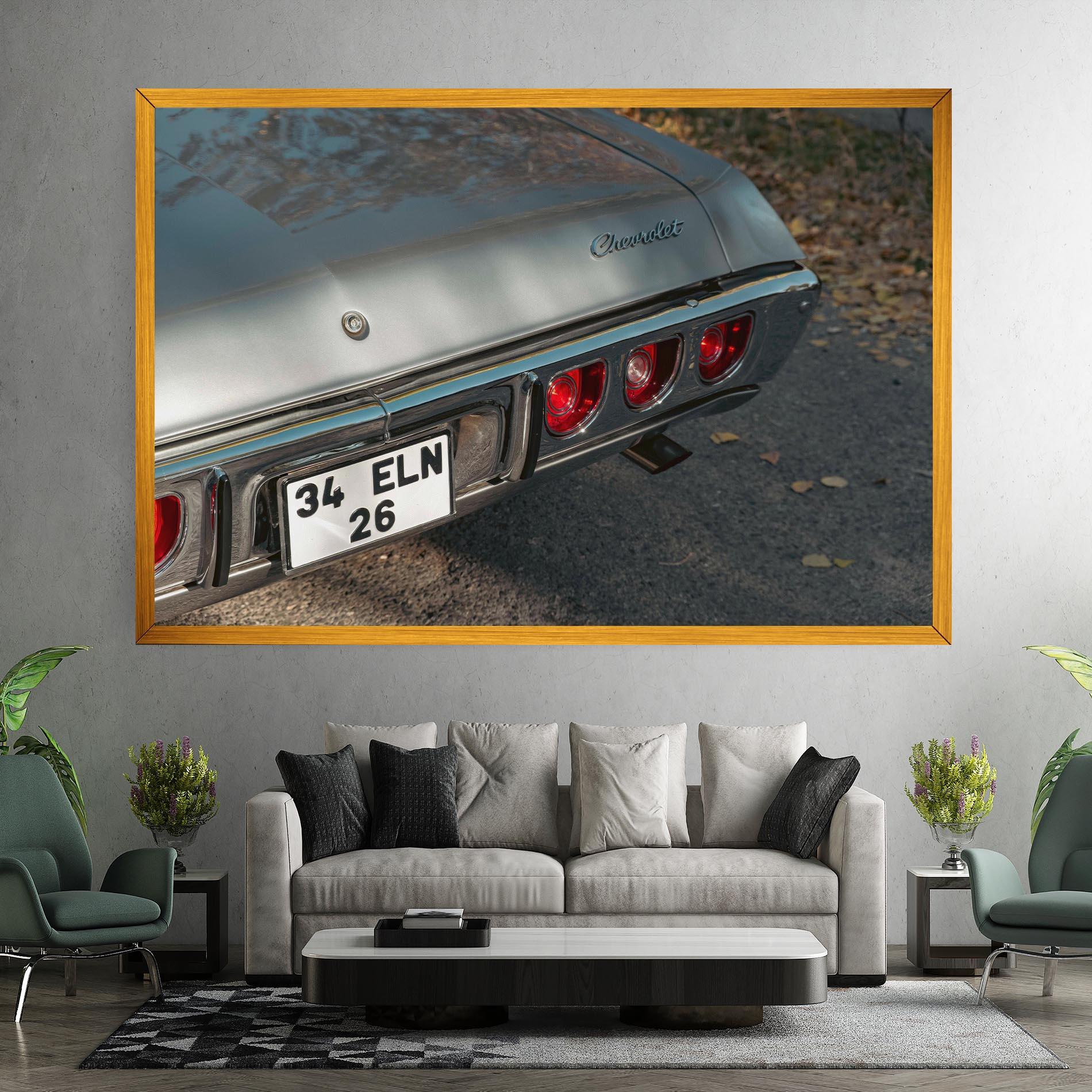 Vászonkép Old Grey Car mockup 7