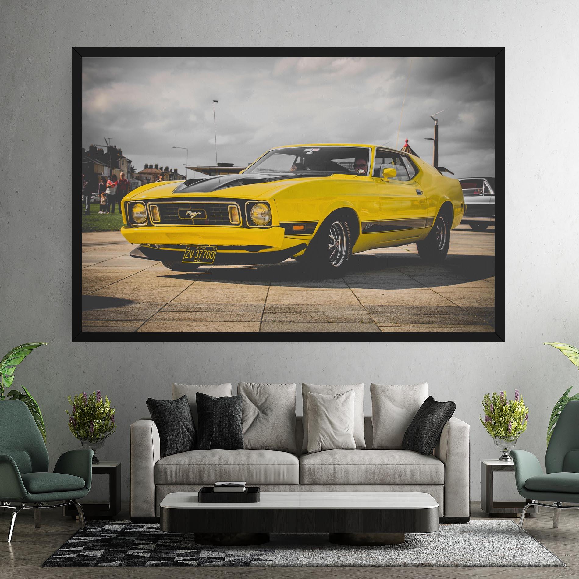 Vászonkép Vintage Yellow Car mockup 7
