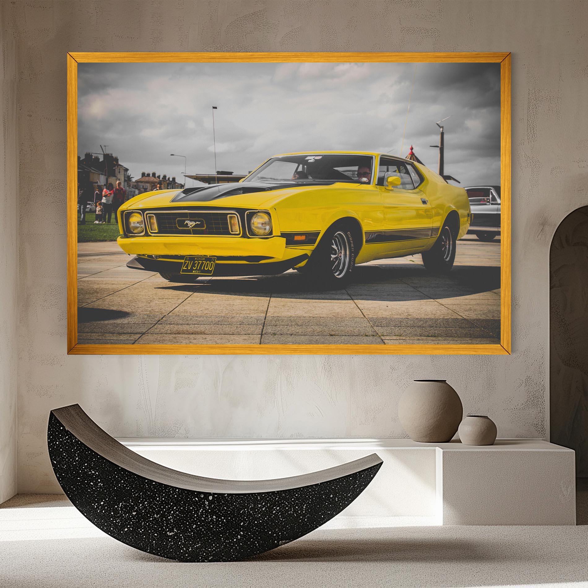 Vászonkép Vintage Yellow Car mockup 8