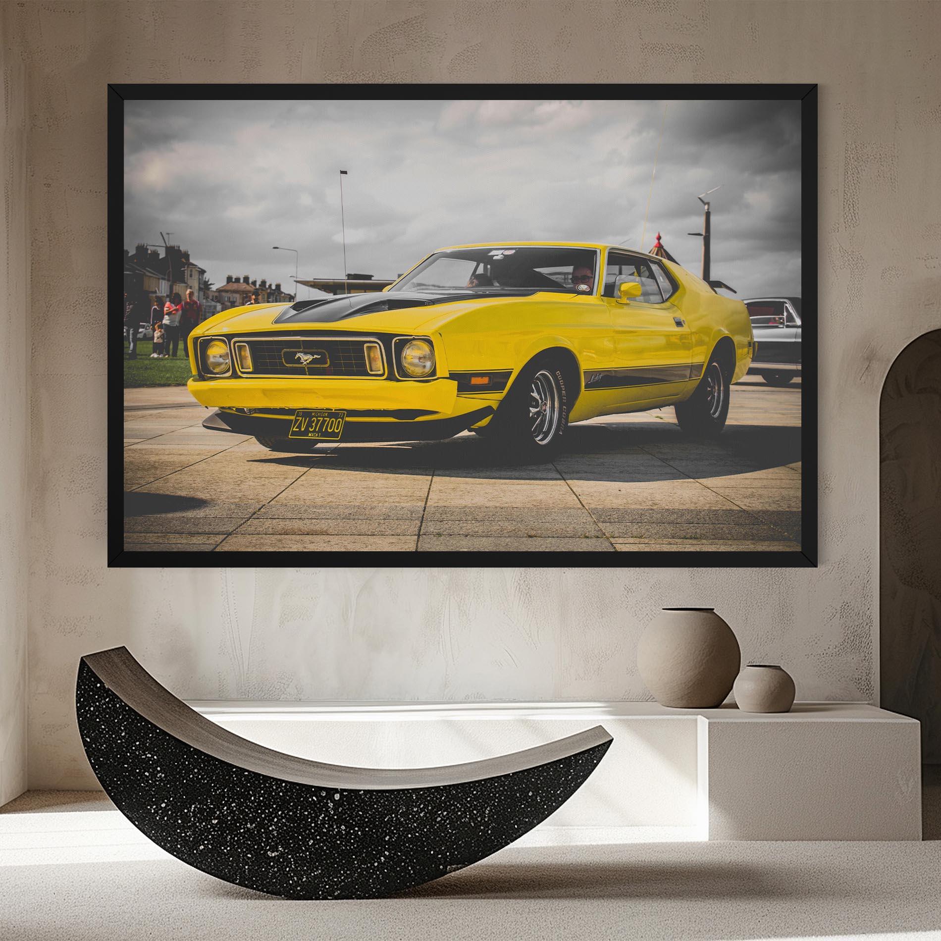 Vászonkép Vintage Yellow Car mockup 8