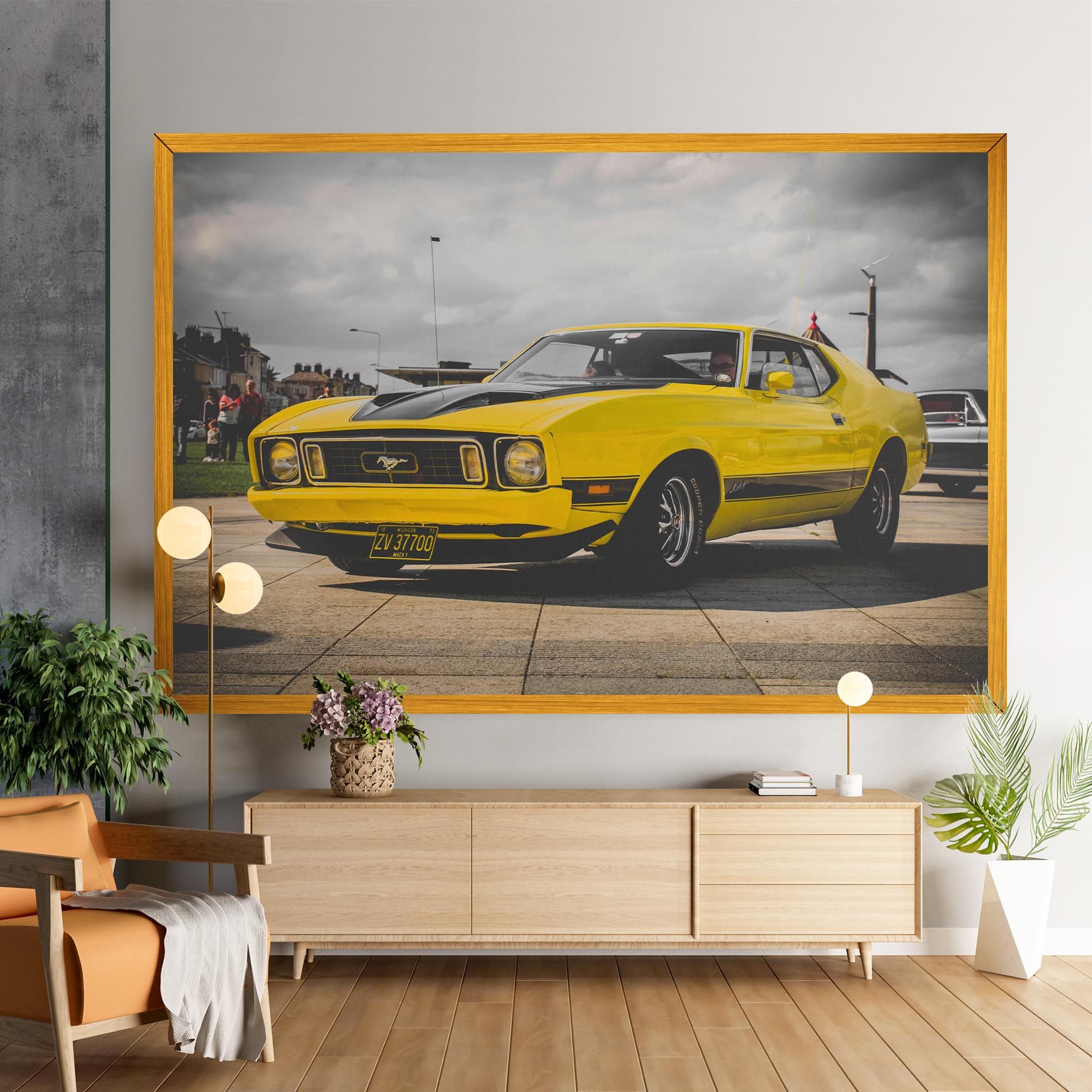 Vintage Yellow Car mockup 9