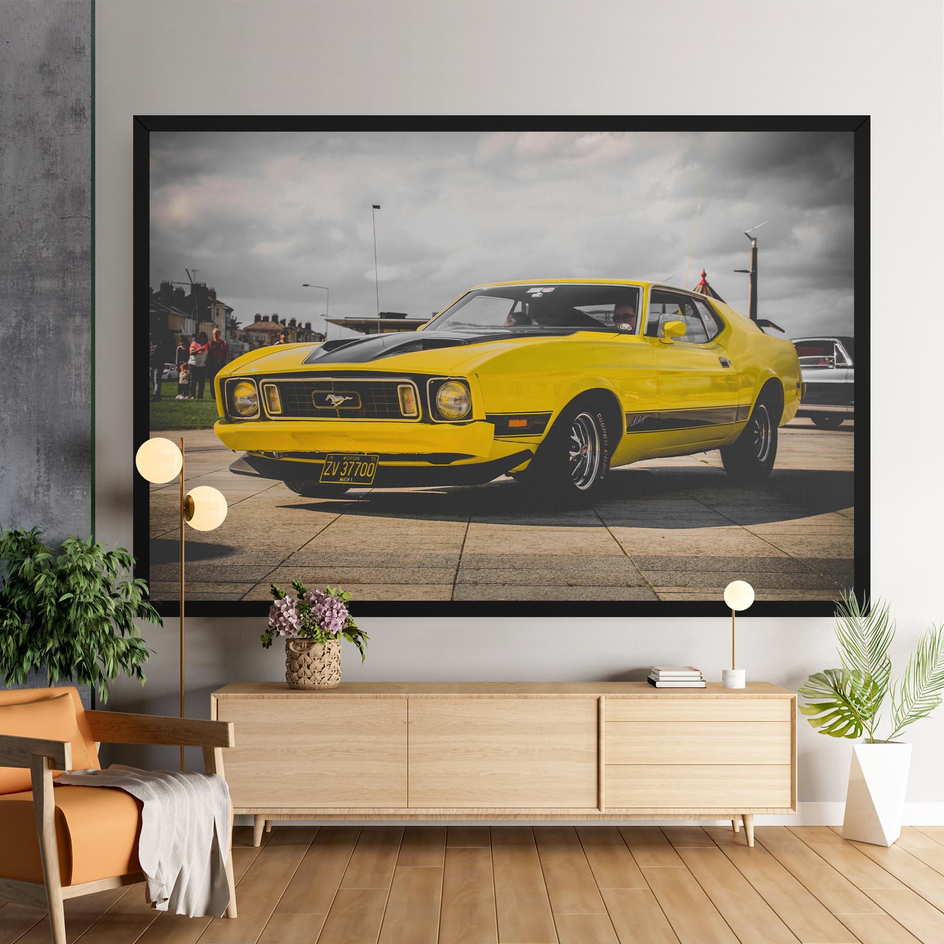 Vászonkép Vintage Yellow Car mockup 9
