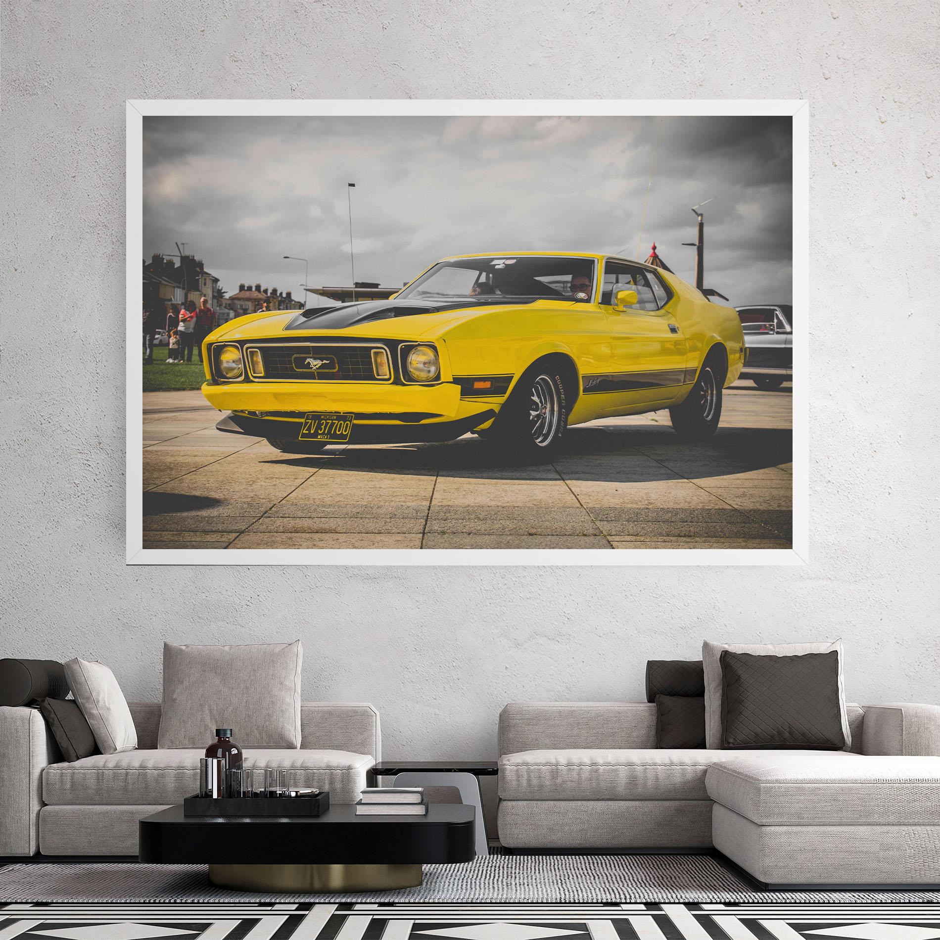 Vászonkép Vintage Yellow Car mockup 2