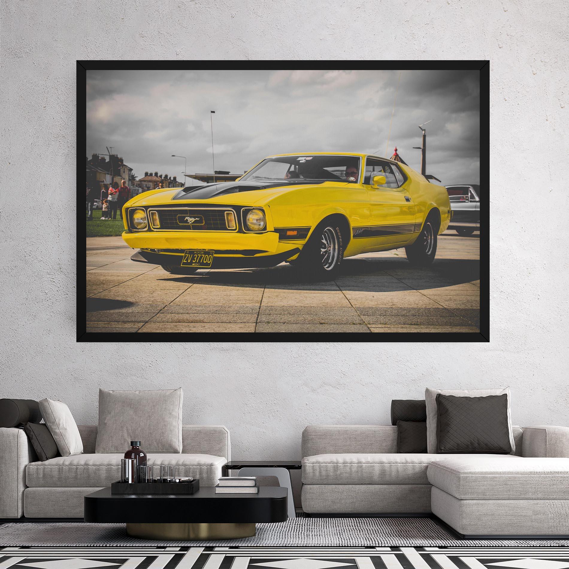 Vászonkép Vintage Yellow Car mockup 2