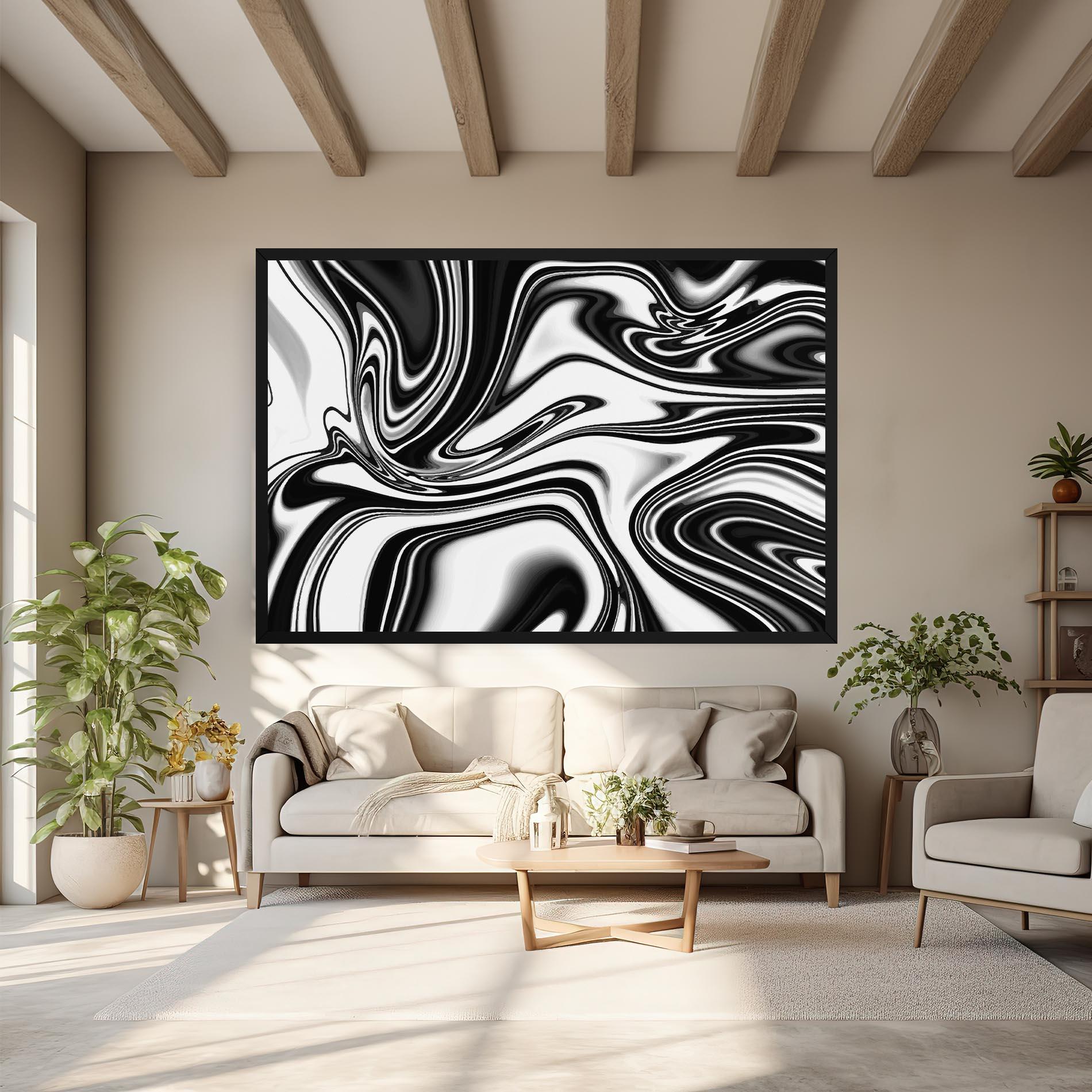 Vászonkép Black White Liquid mockup 6