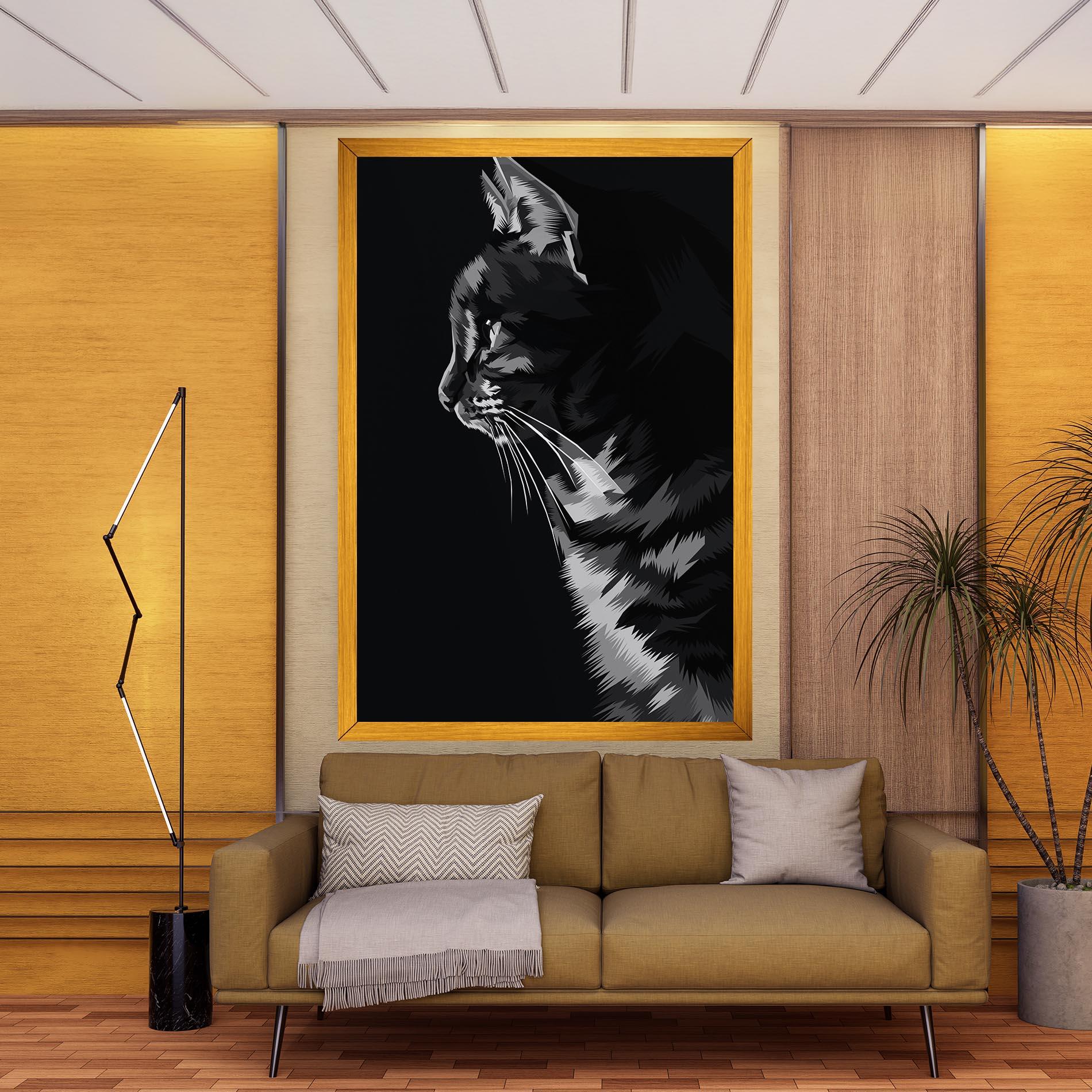 Vászonkép Black Grey Cat mockup 9
