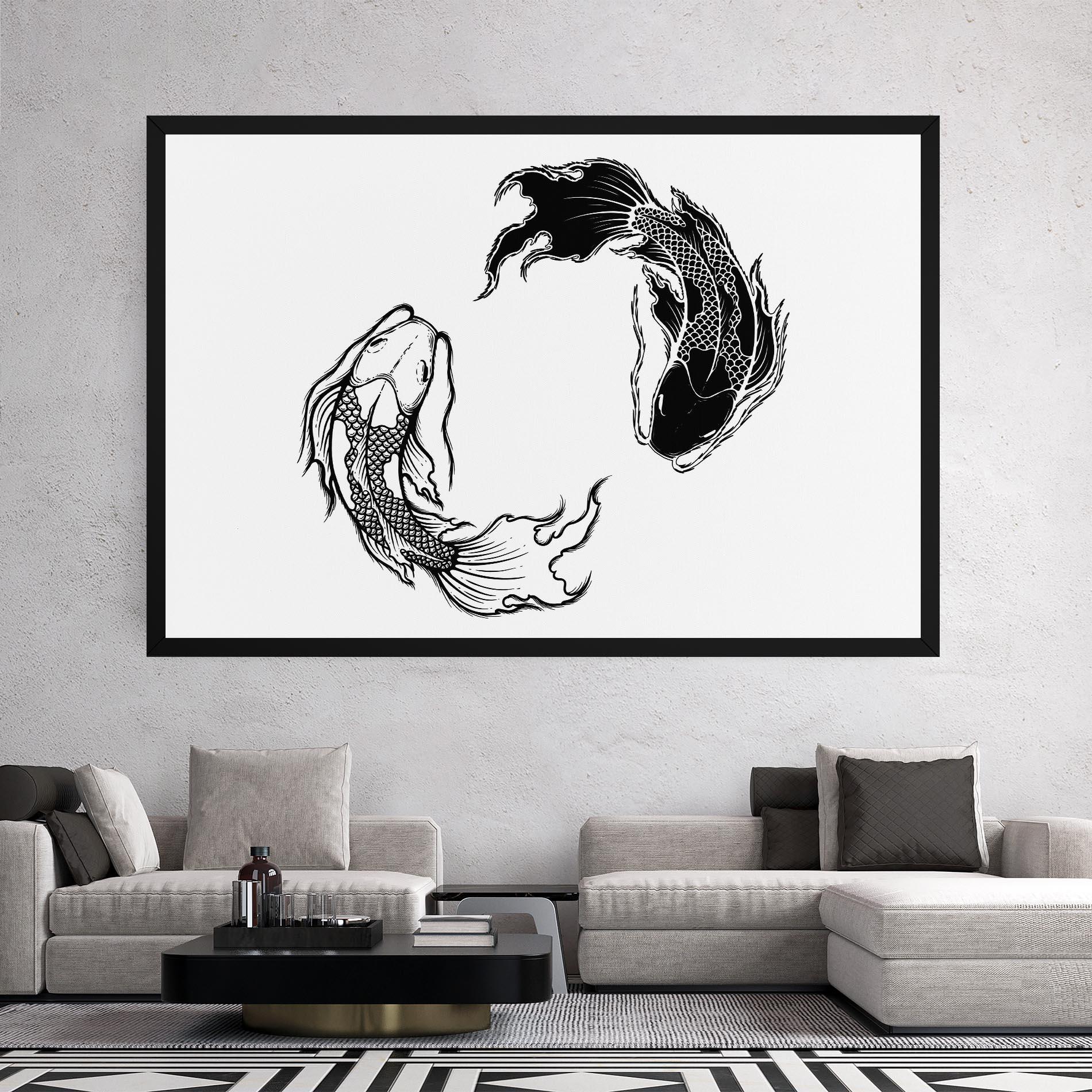 Vászonkép Yin Yang Koi mockup 2