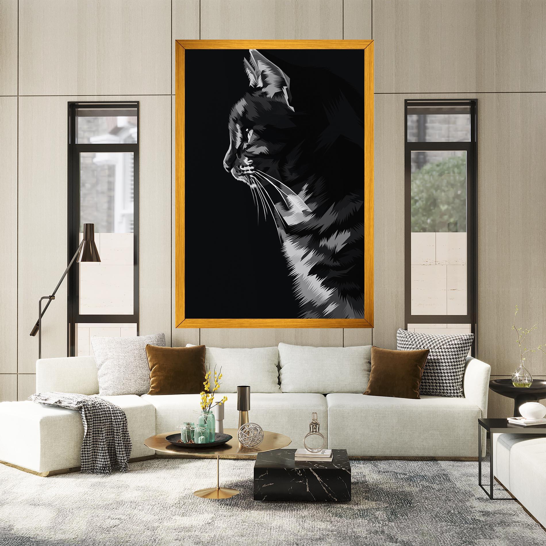 Vászonkép Black Grey Cat mockup 2