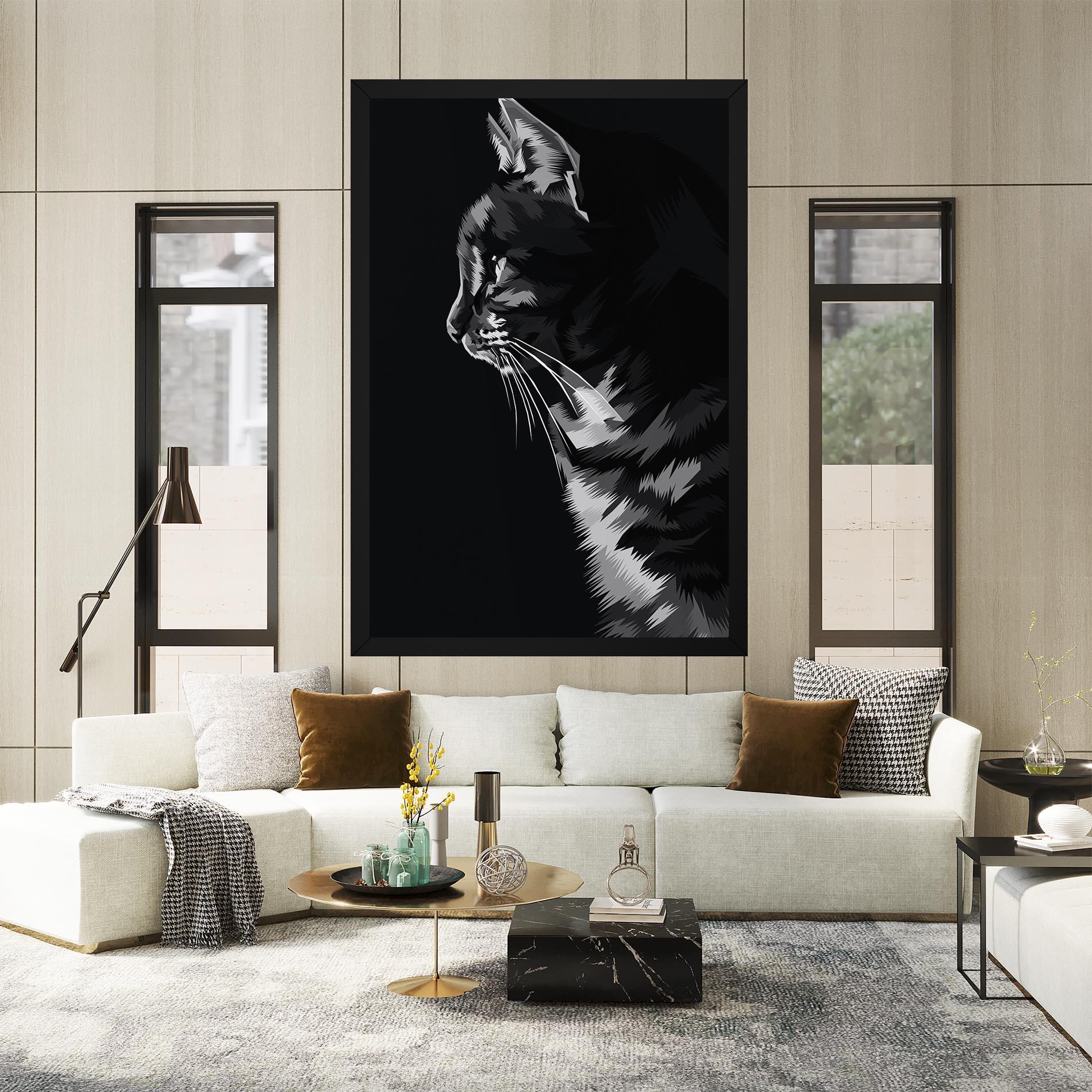 Vászonkép Black Grey Cat mockup 2