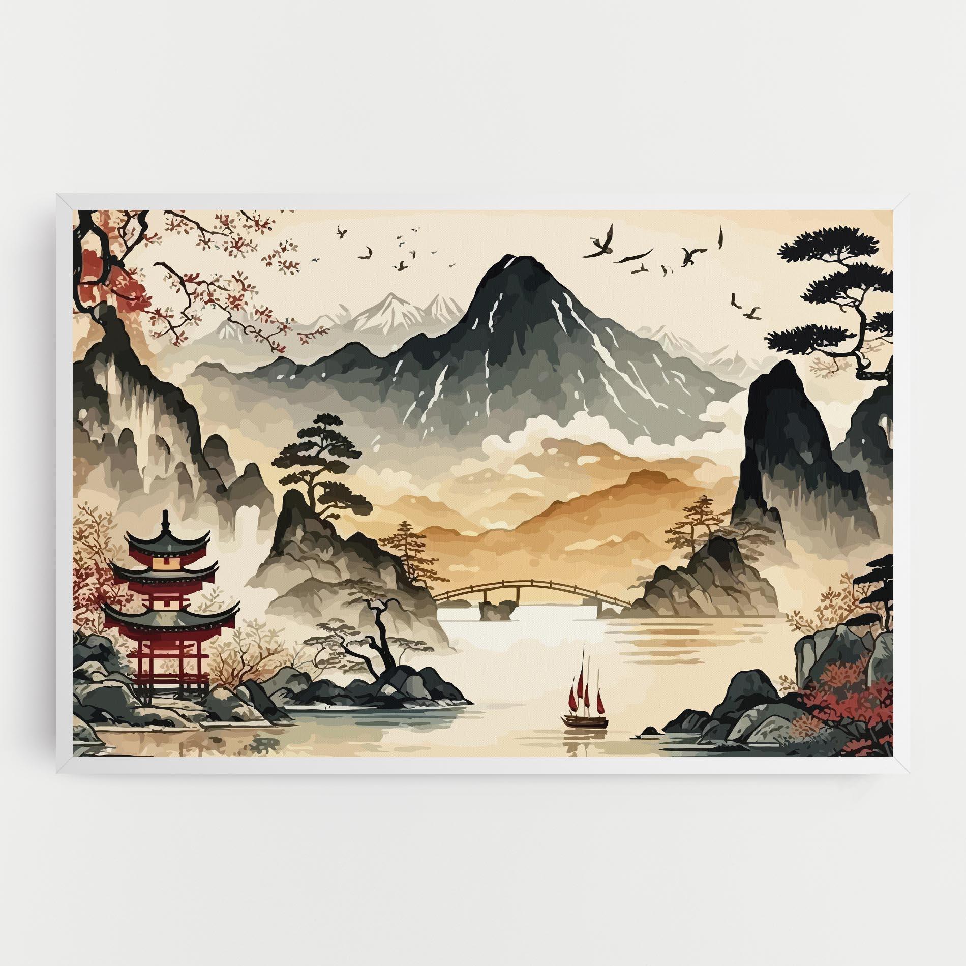 Vászonkép Asian Mountain View mockup 0