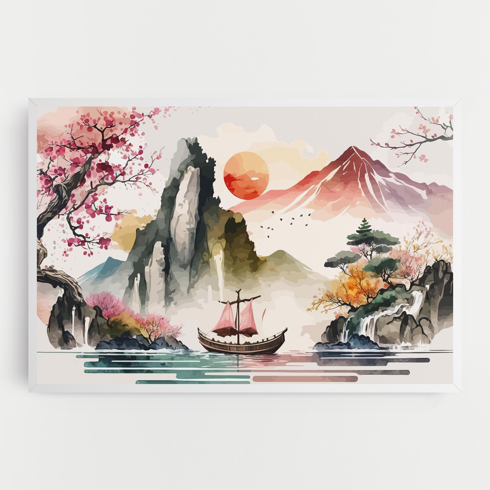Vászonkép Asian Orange Sunset mockup 0
