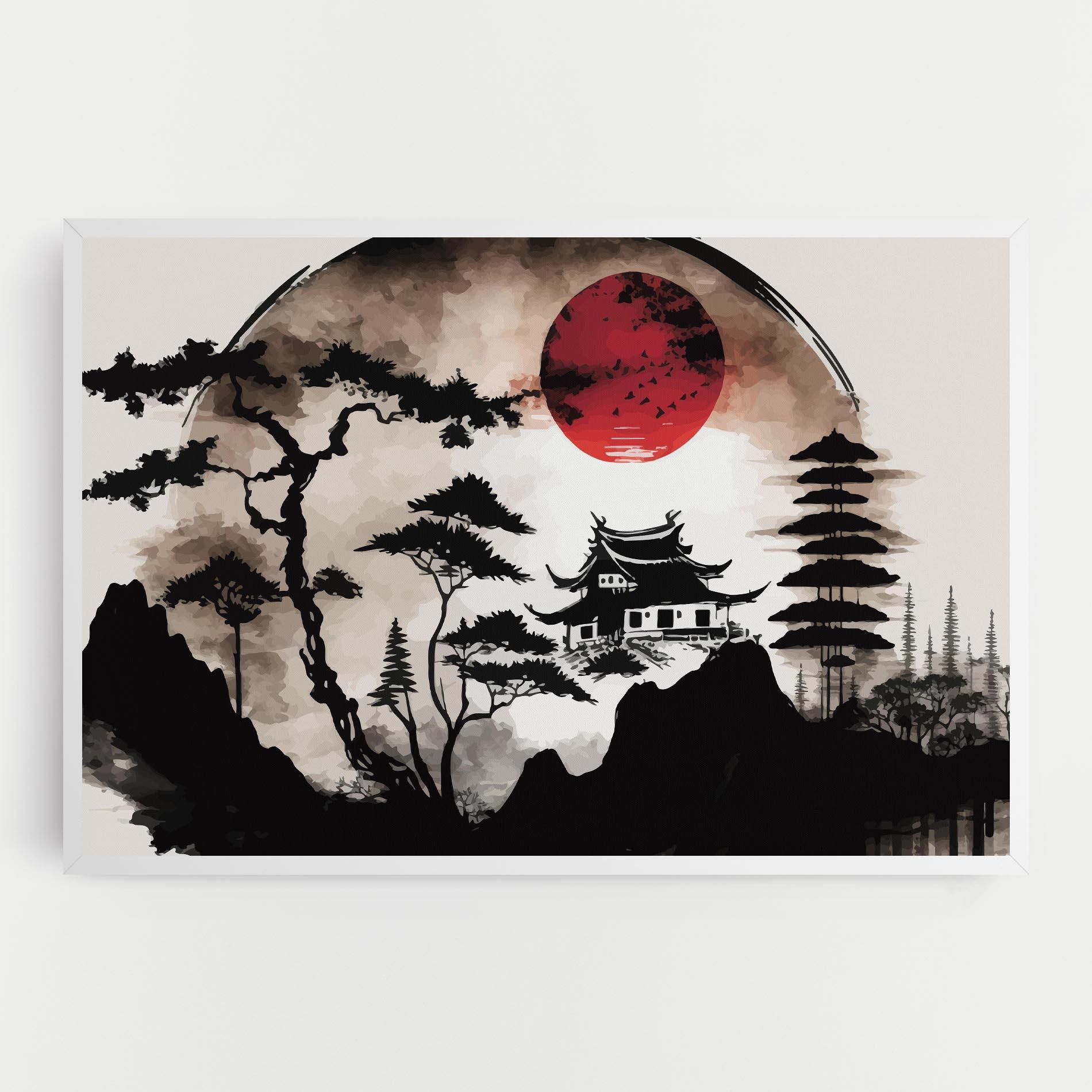 Vászonkép Asian Red Moon mockup 0