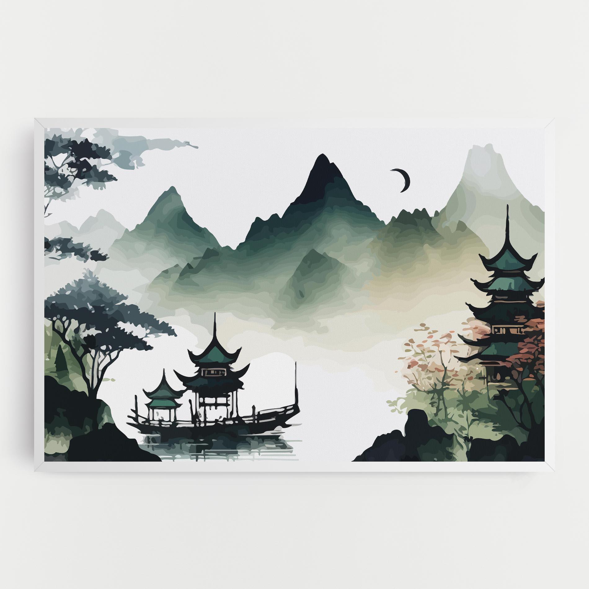 Vászonkép Green Mountain Moon mockup 0