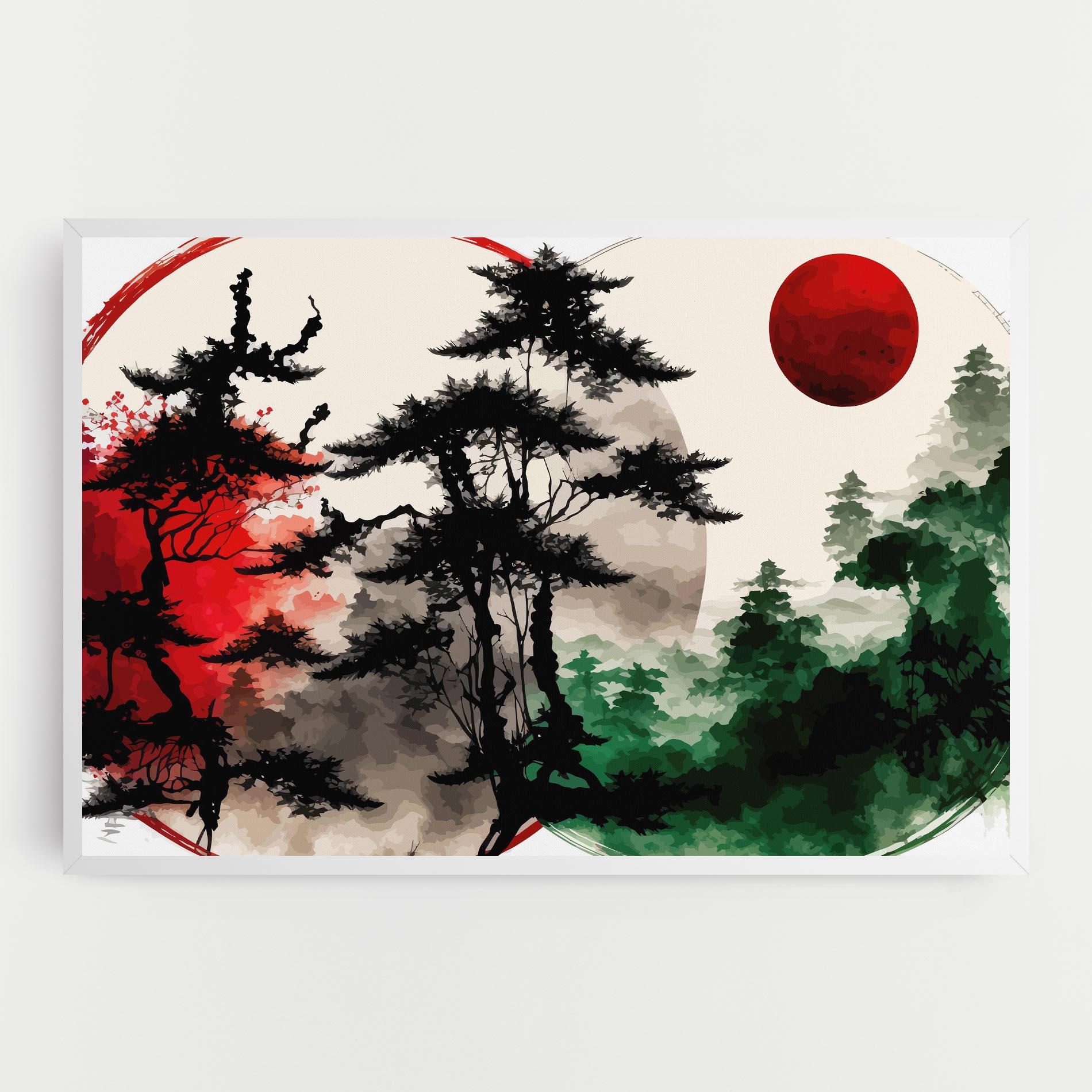 Vászonkép Green Red Tree Art mockup 0