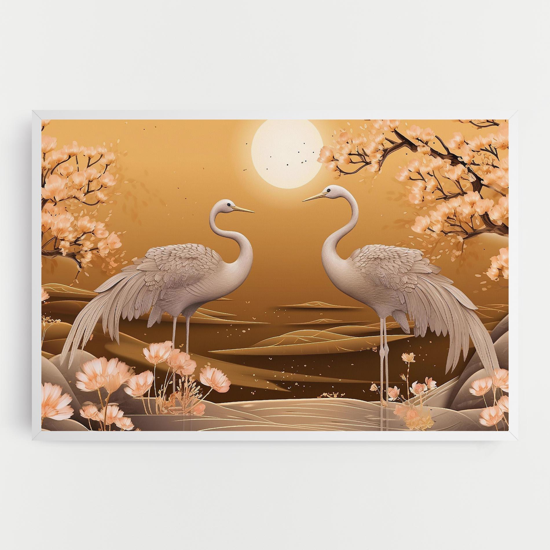 Vászonkép White Chinese Birds mockup 0