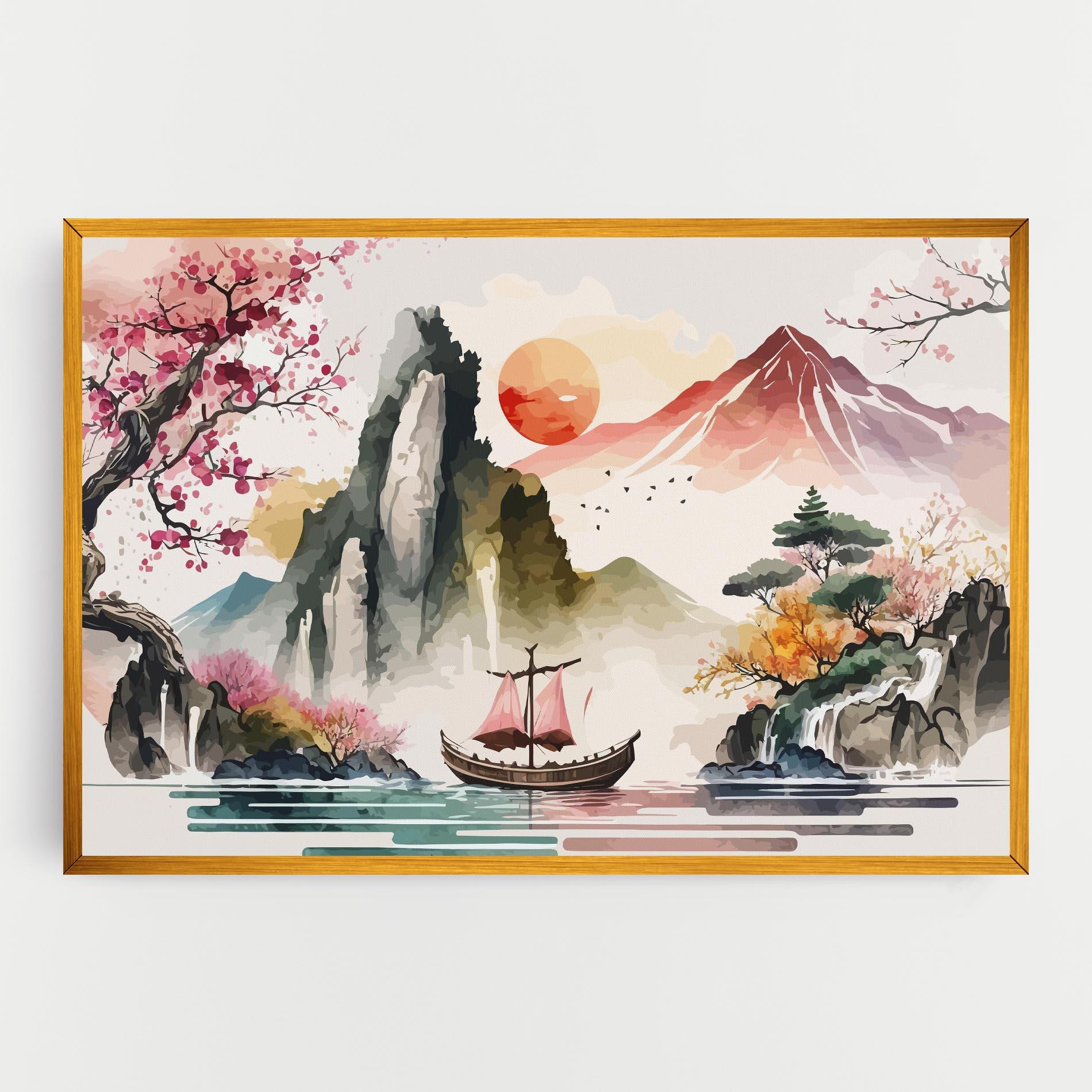 Vászonkép Asian Orange Sunset mockup 0