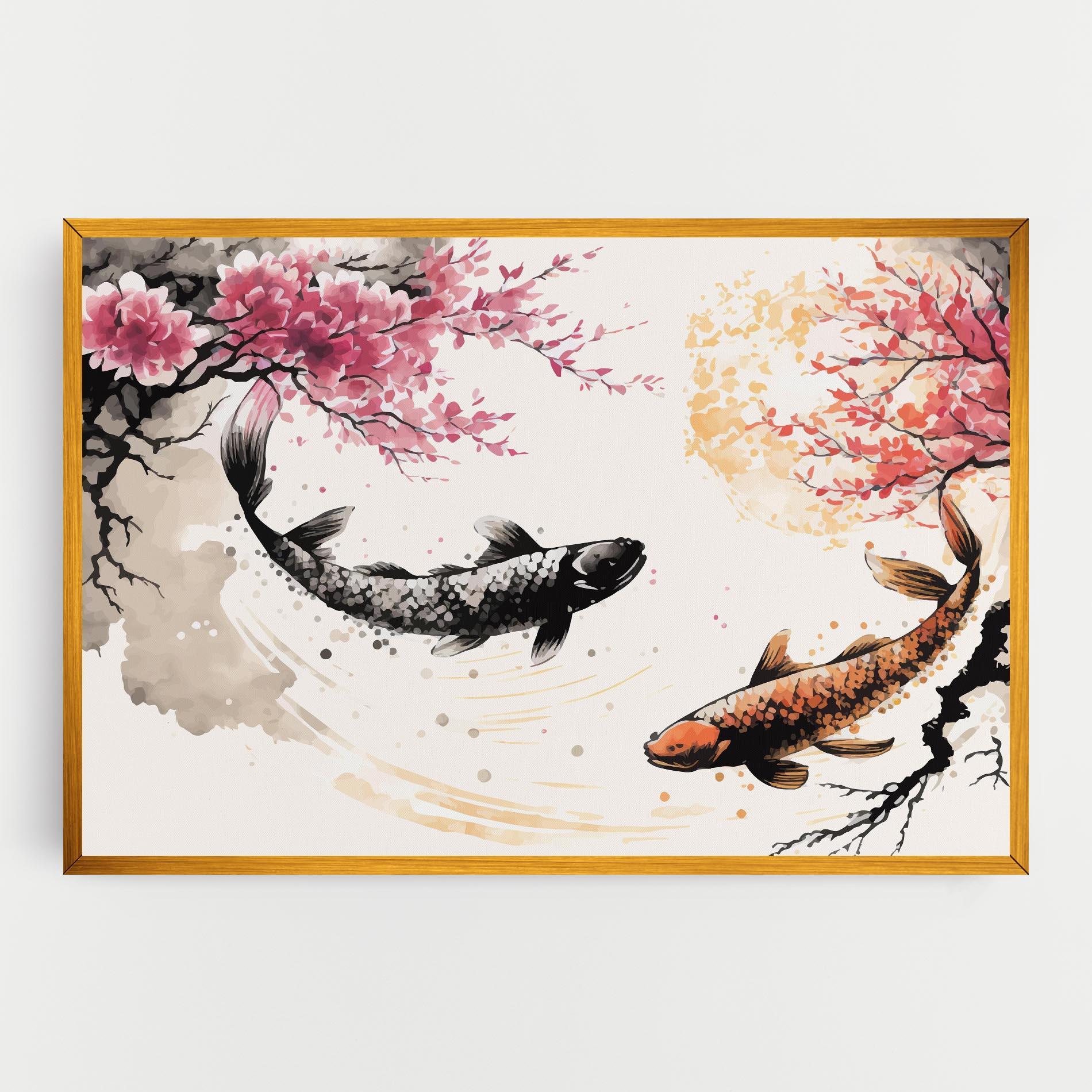 Vászonkép Asiatic Flower Fish mockup 0