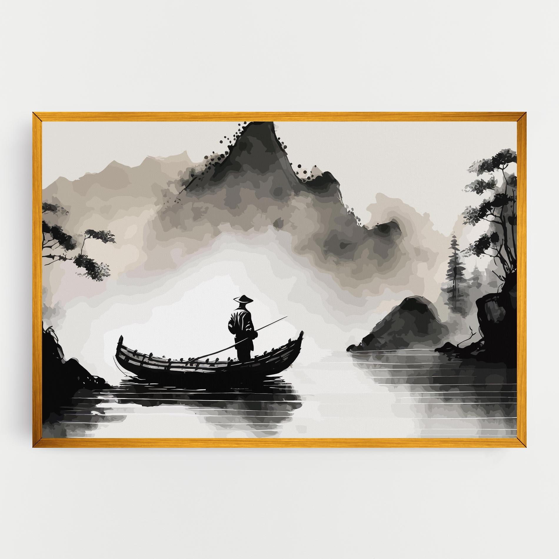 Vászonkép Black Ink Boat mockup 0