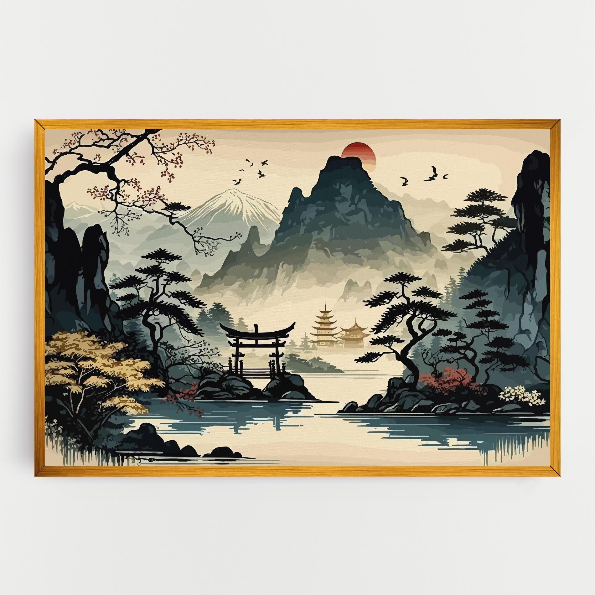 Vászonkép Cream Chinese Mountain mockup 0