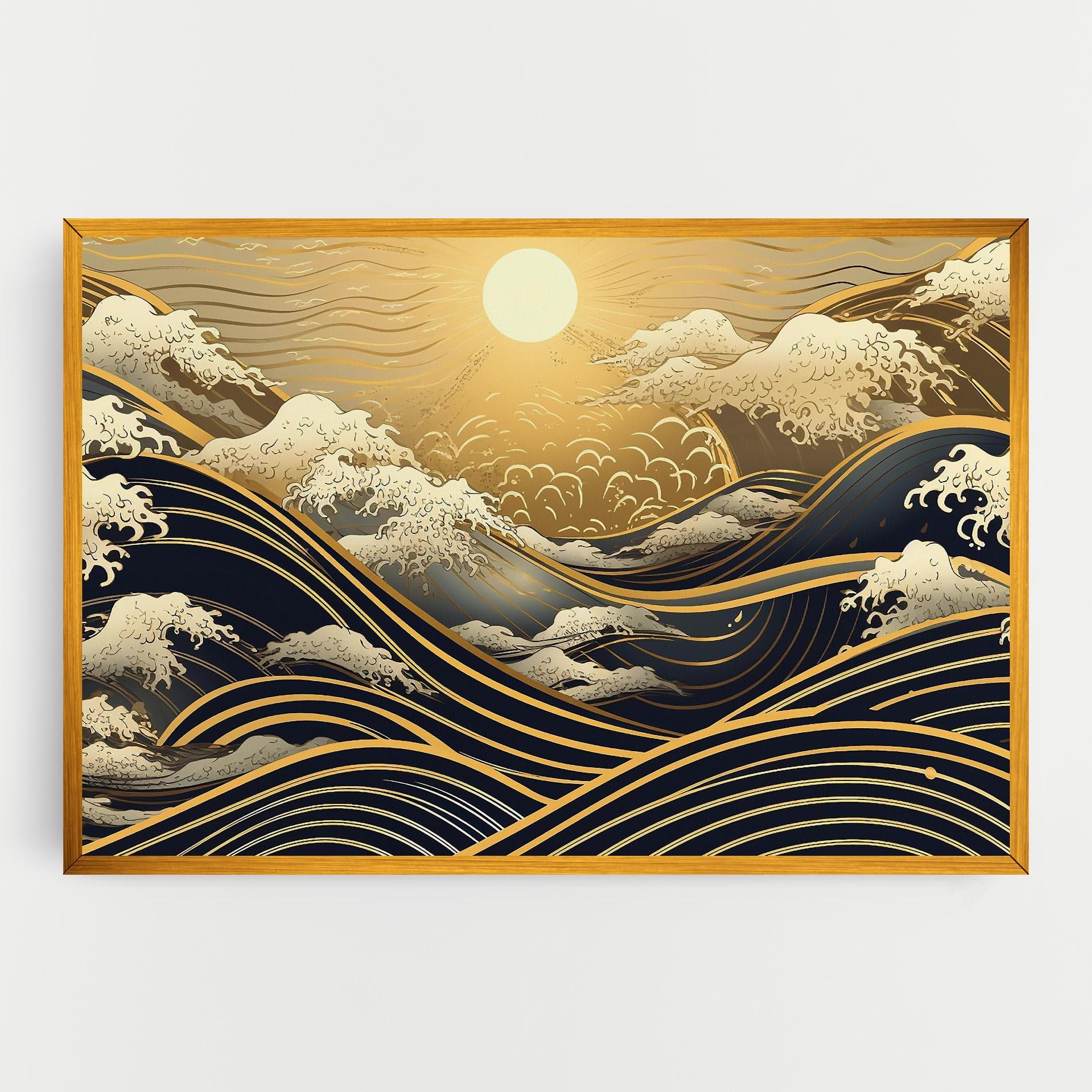 Vászonkép Gold Waves Landscape mockup 0