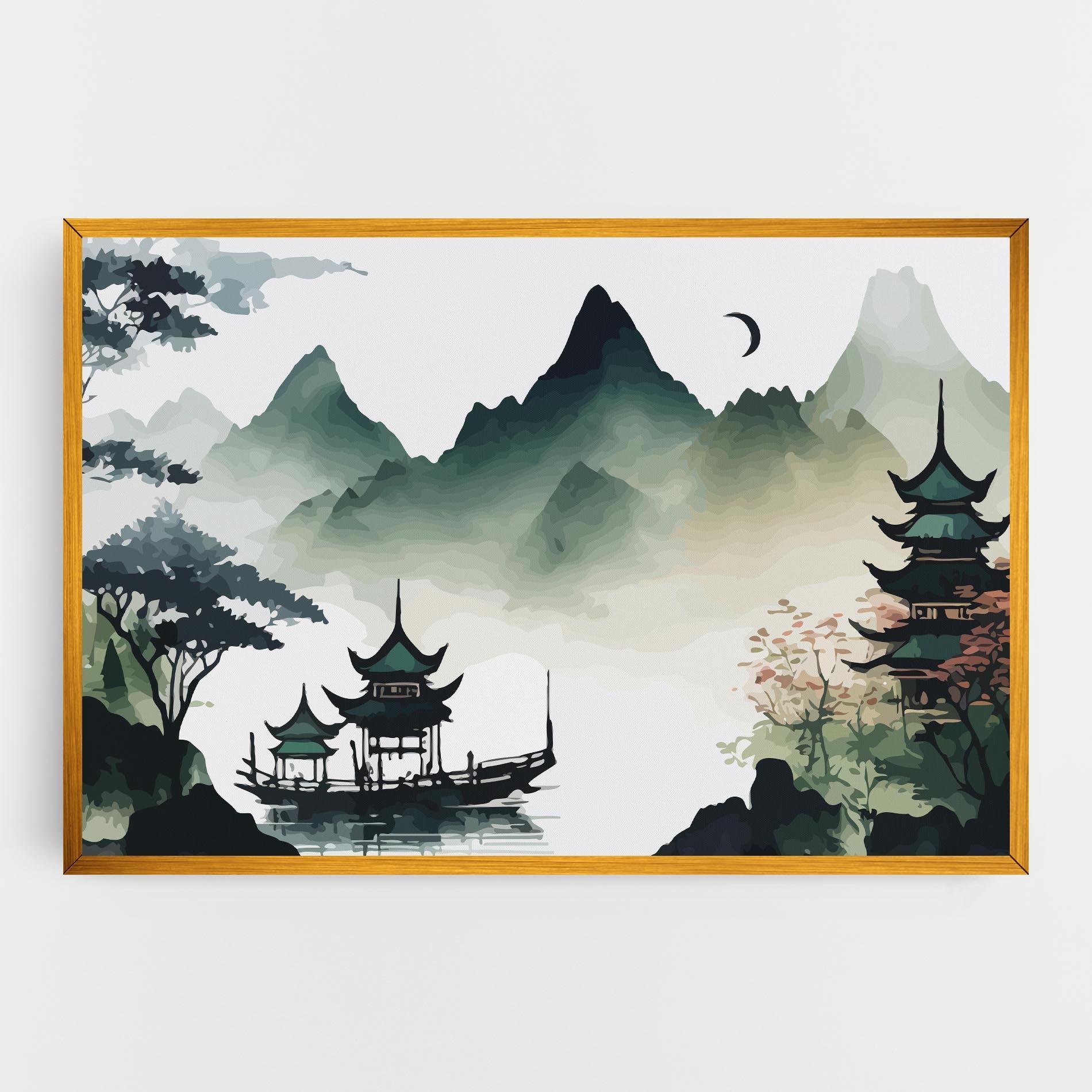 Vászonkép Green Mountain Moon mockup 0