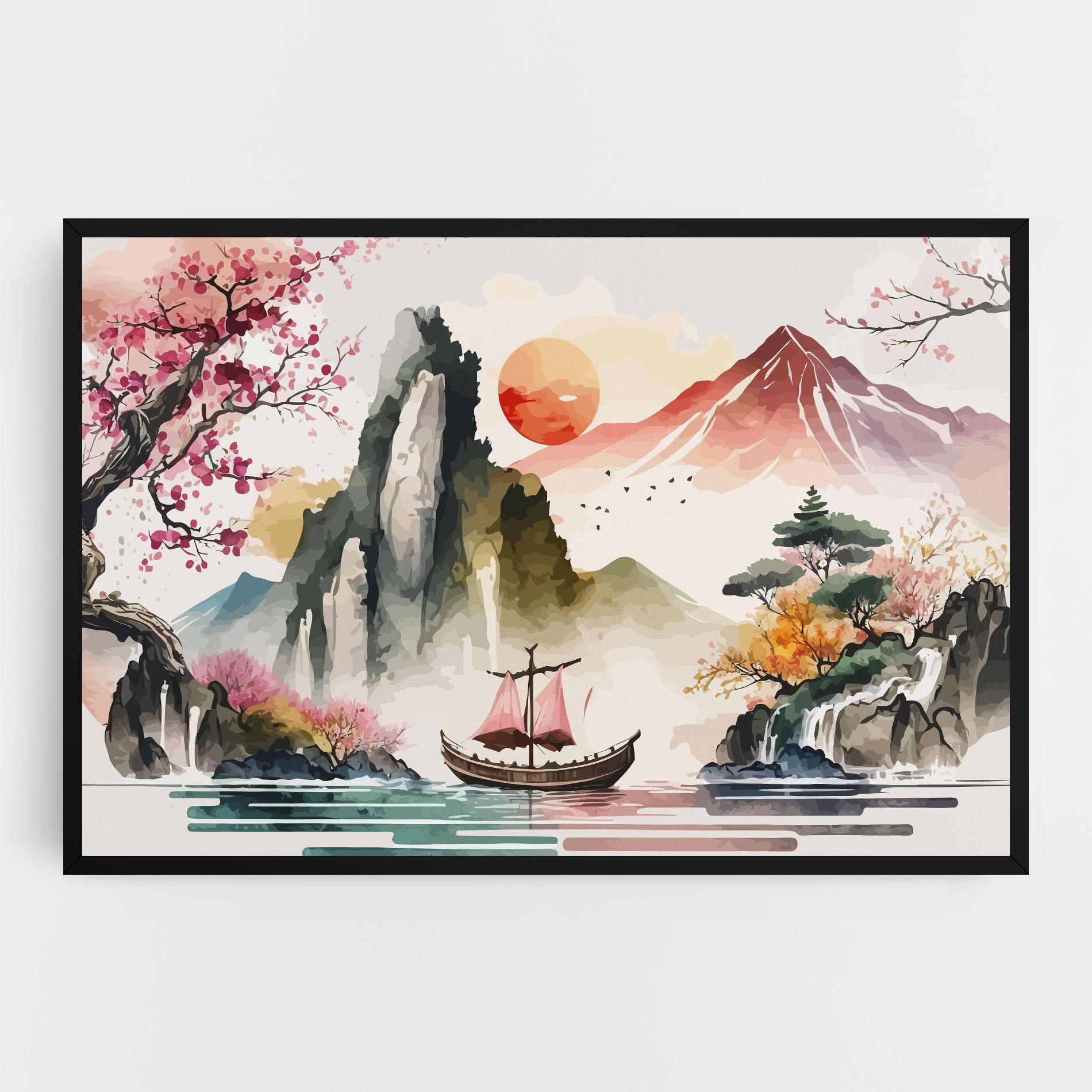Vászonkép Asian Orange Sunset mockup 0