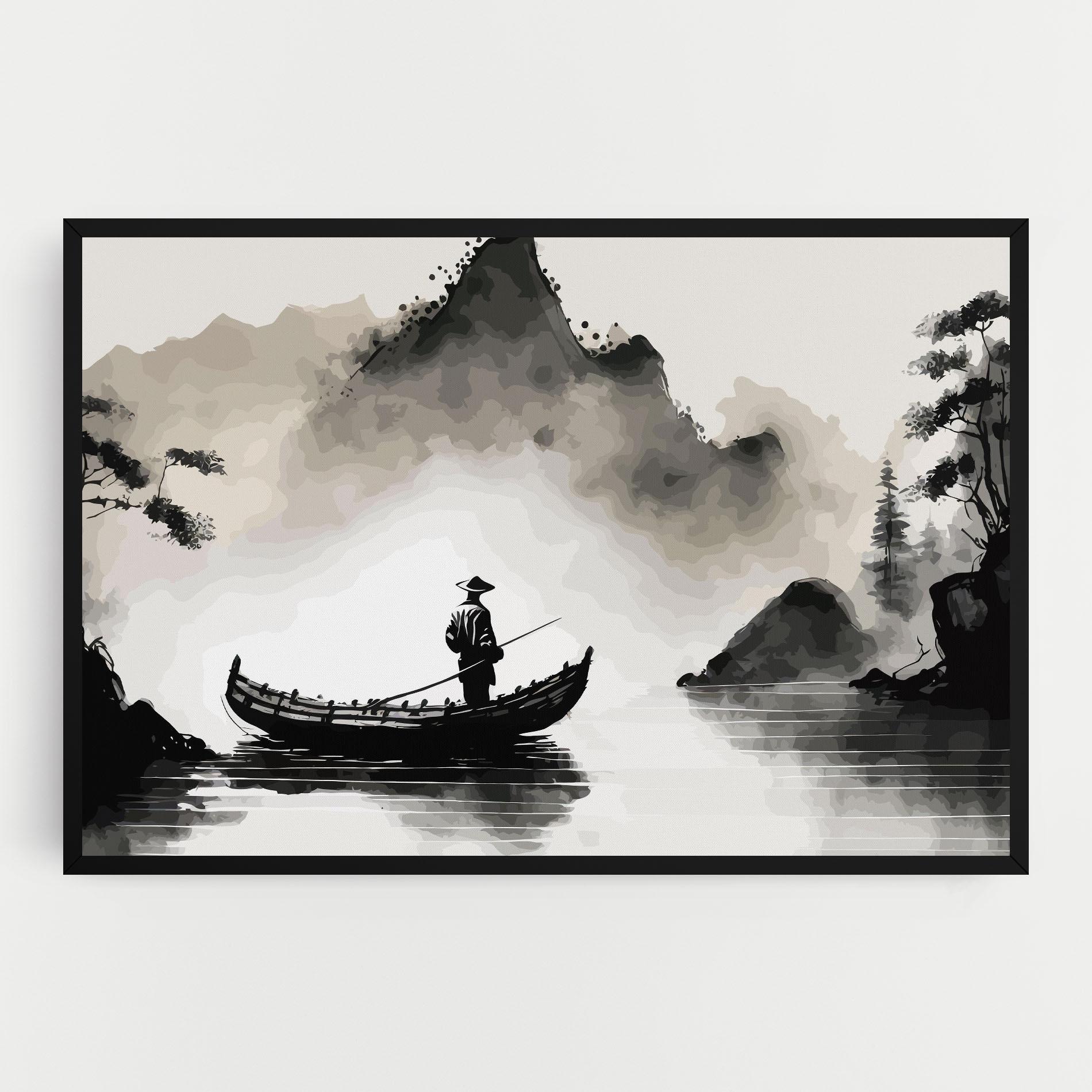 Vászonkép Black Ink Boat mockup 0
