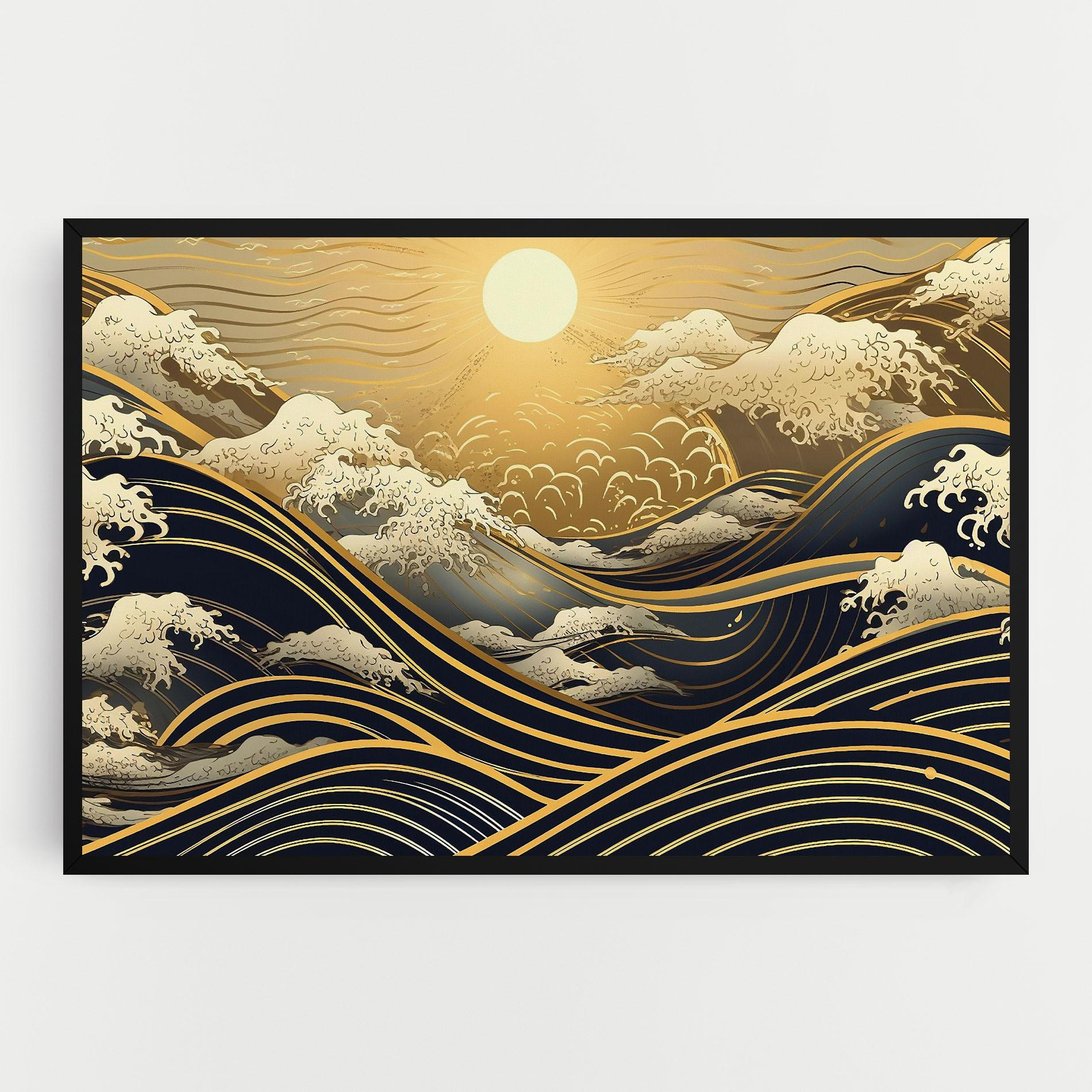 Vászonkép Gold Waves Landscape mockup 0