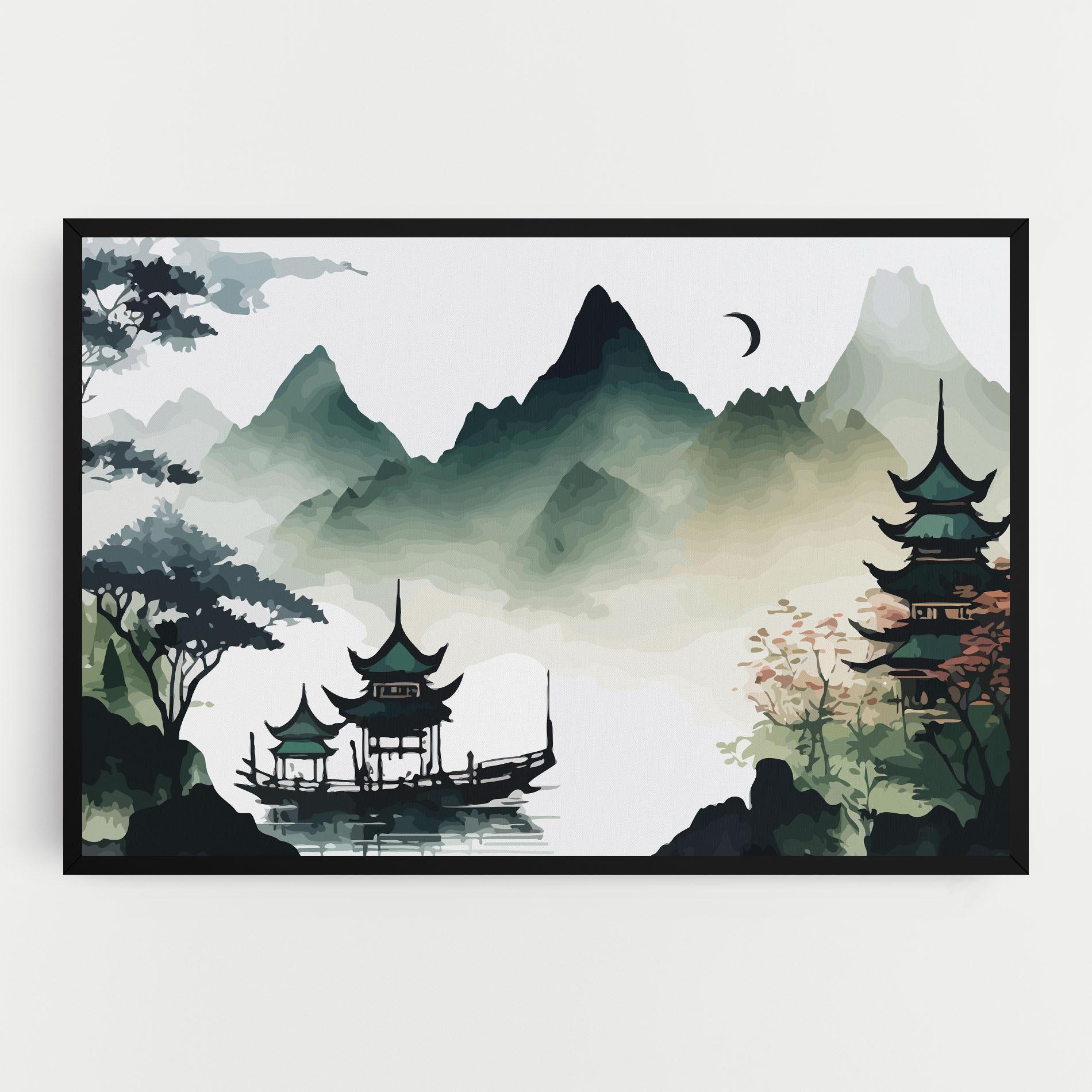 Vászonkép Green Mountain Moon mockup 0