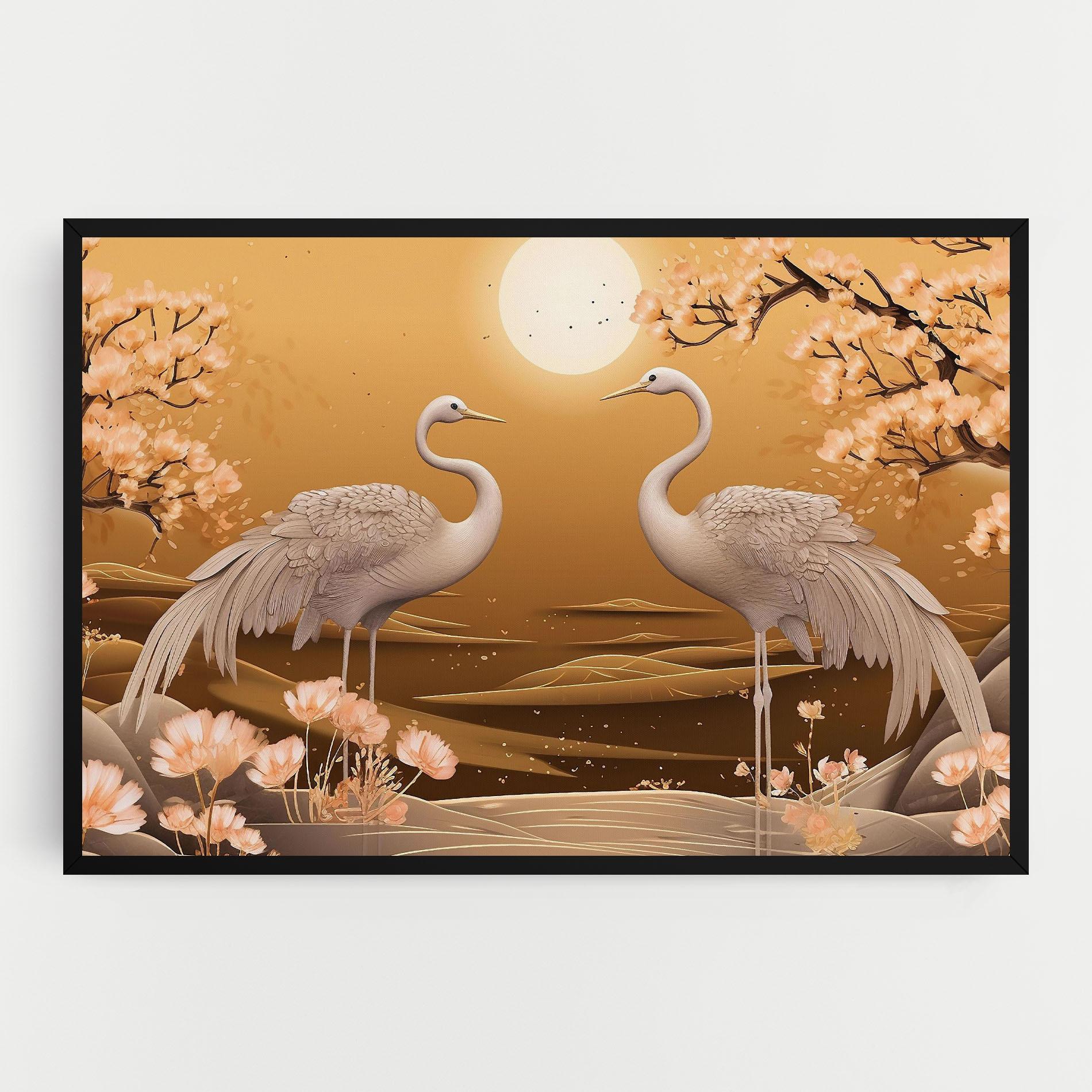 Vászonkép White Chinese Birds mockup 0