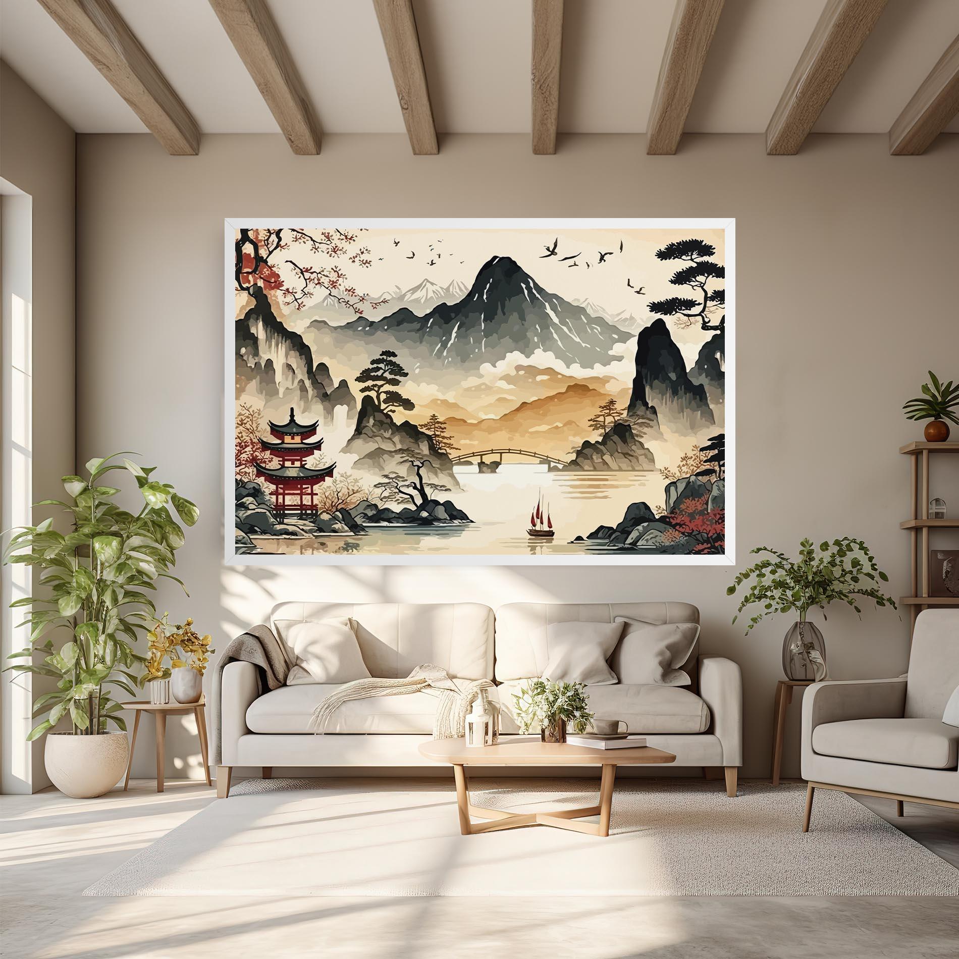 Vászonkép Asian Mountain View mockup 6