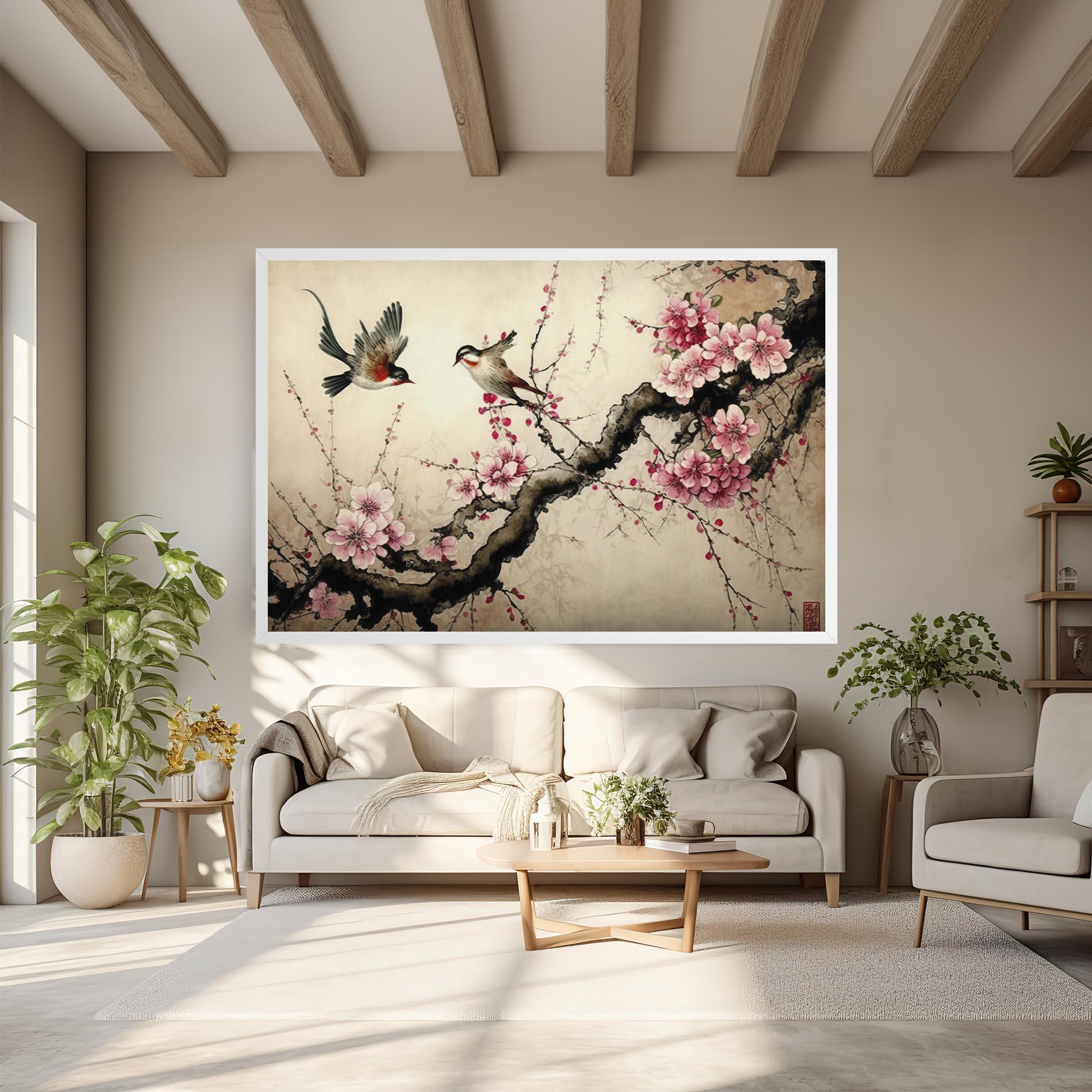 Vászonkép Cherry Blossom Birds mockup 6