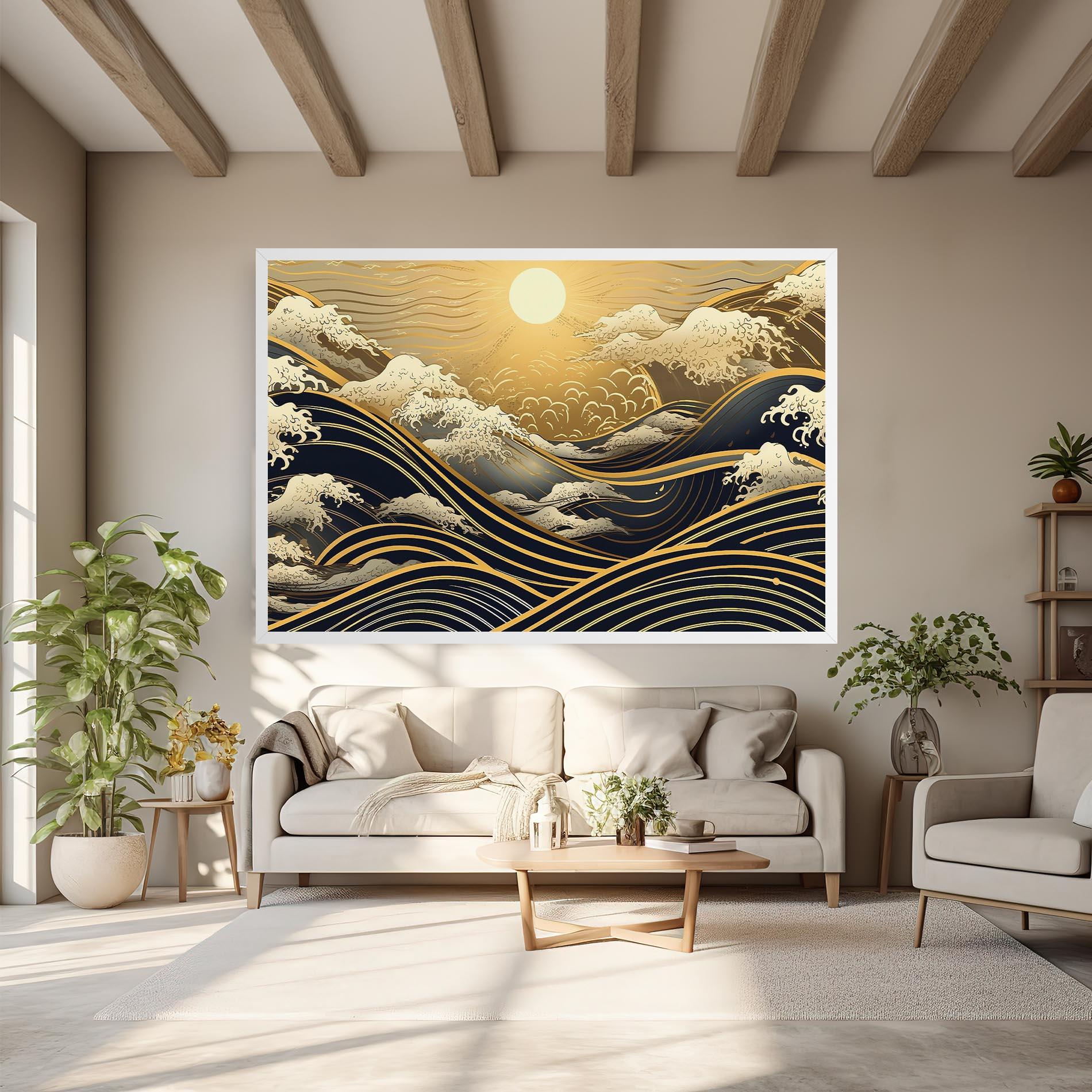 Vászonkép Gold Waves Landscape mockup 6
