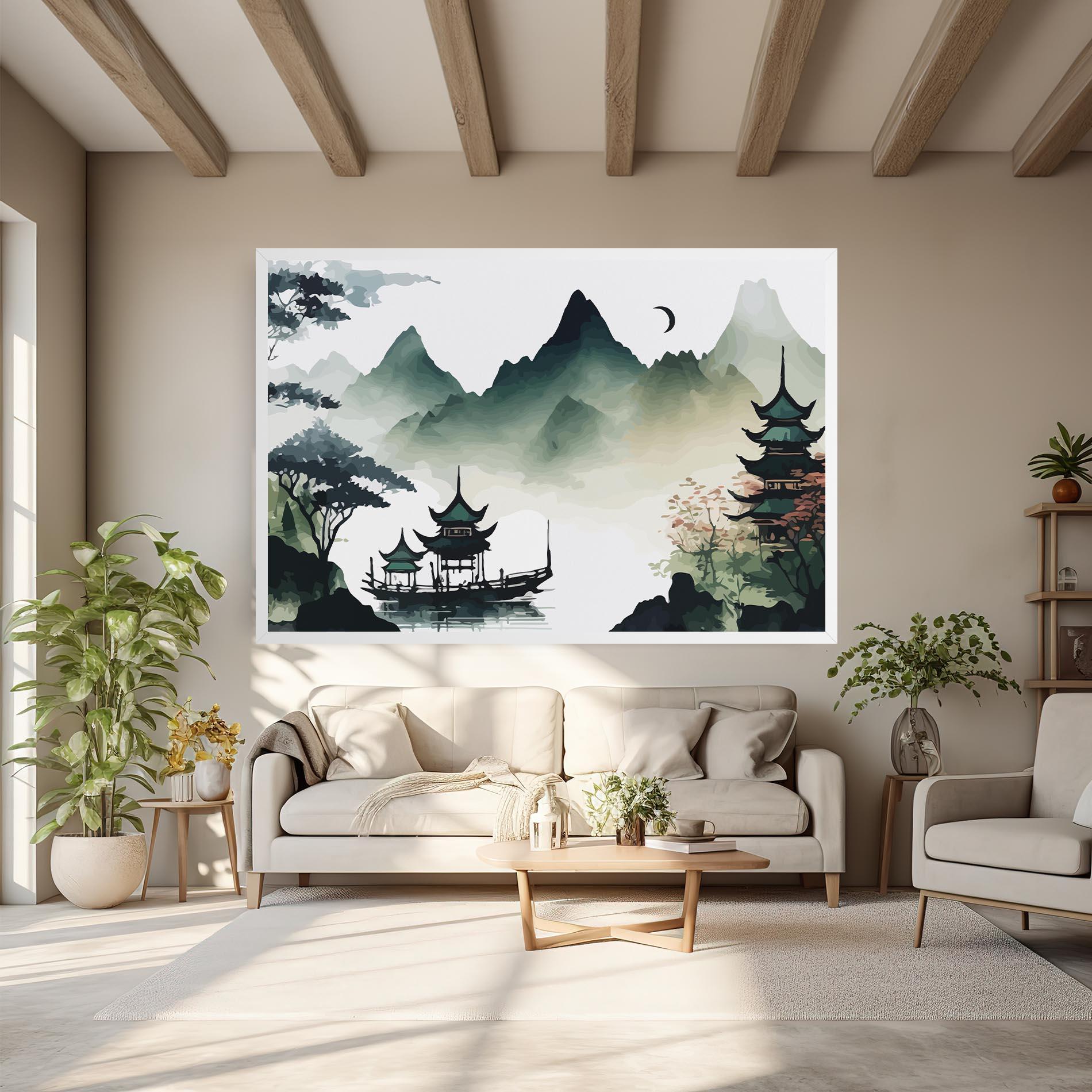 Vászonkép Green Mountain Moon mockup 6