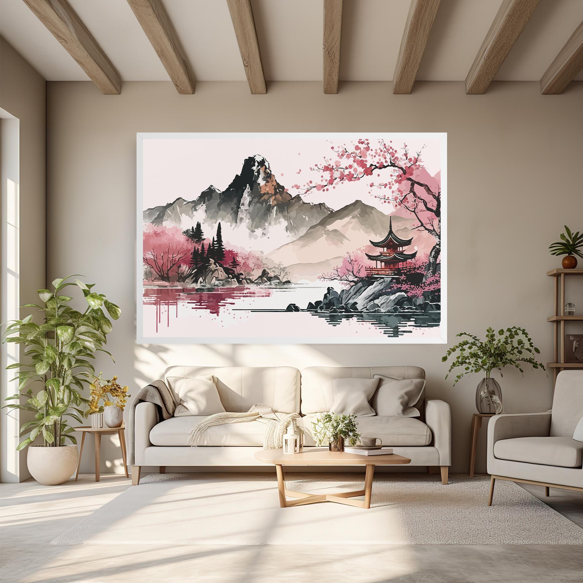 Vászonkép Pink Asian View mockup 6