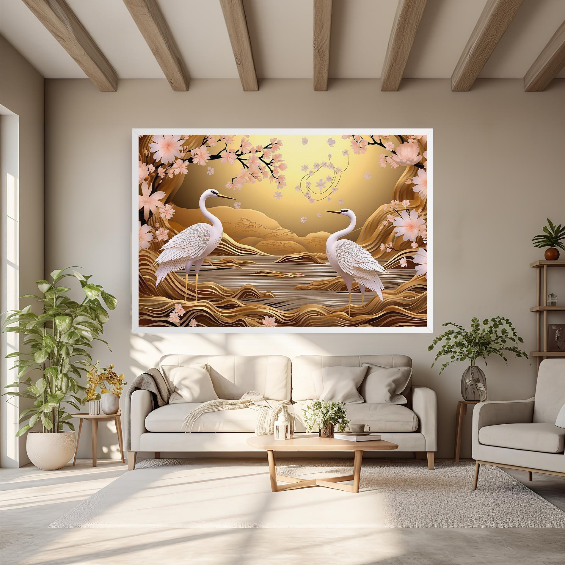 Vászonkép Pink Chinese Flowers mockup 6