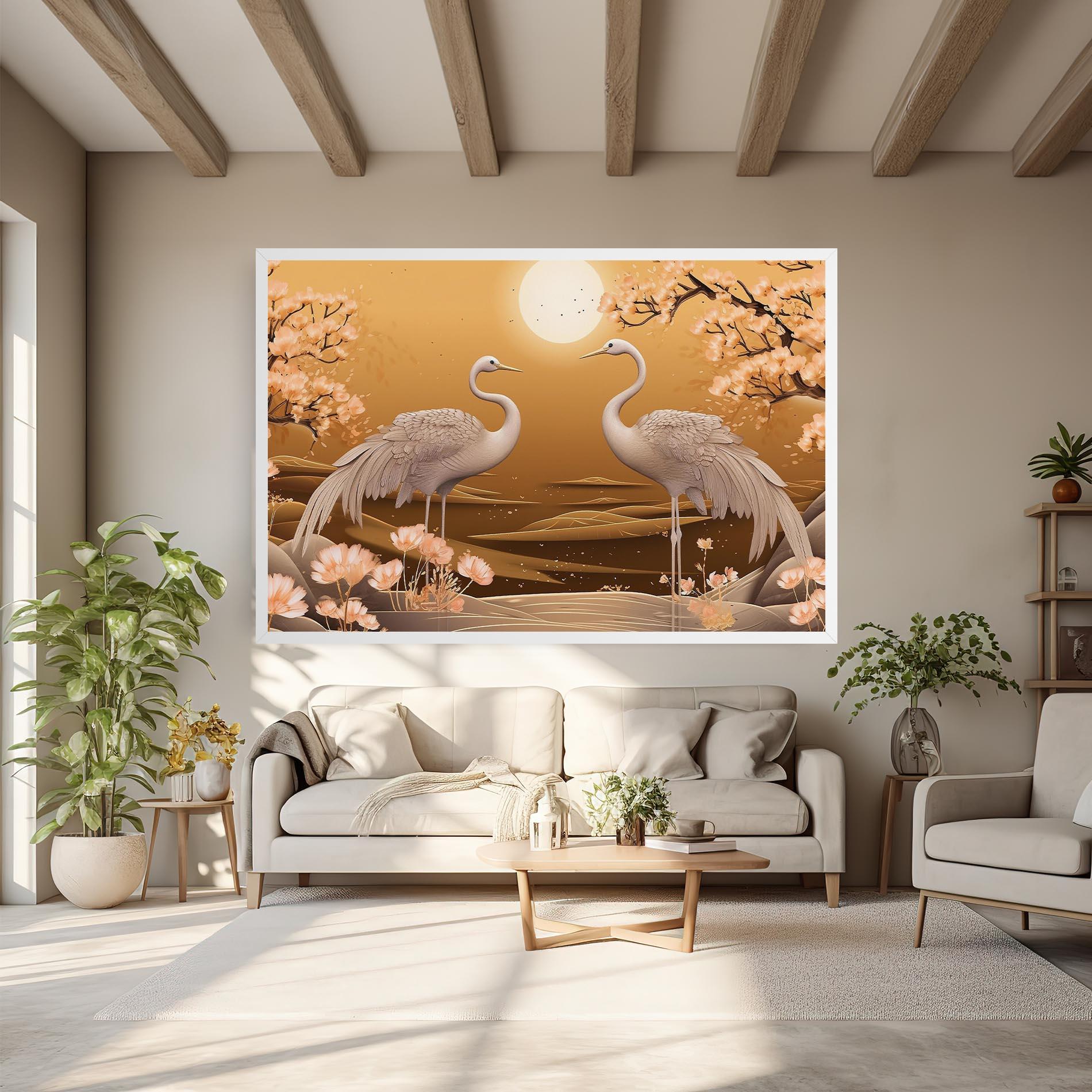 Vászonkép White Chinese Birds mockup 6