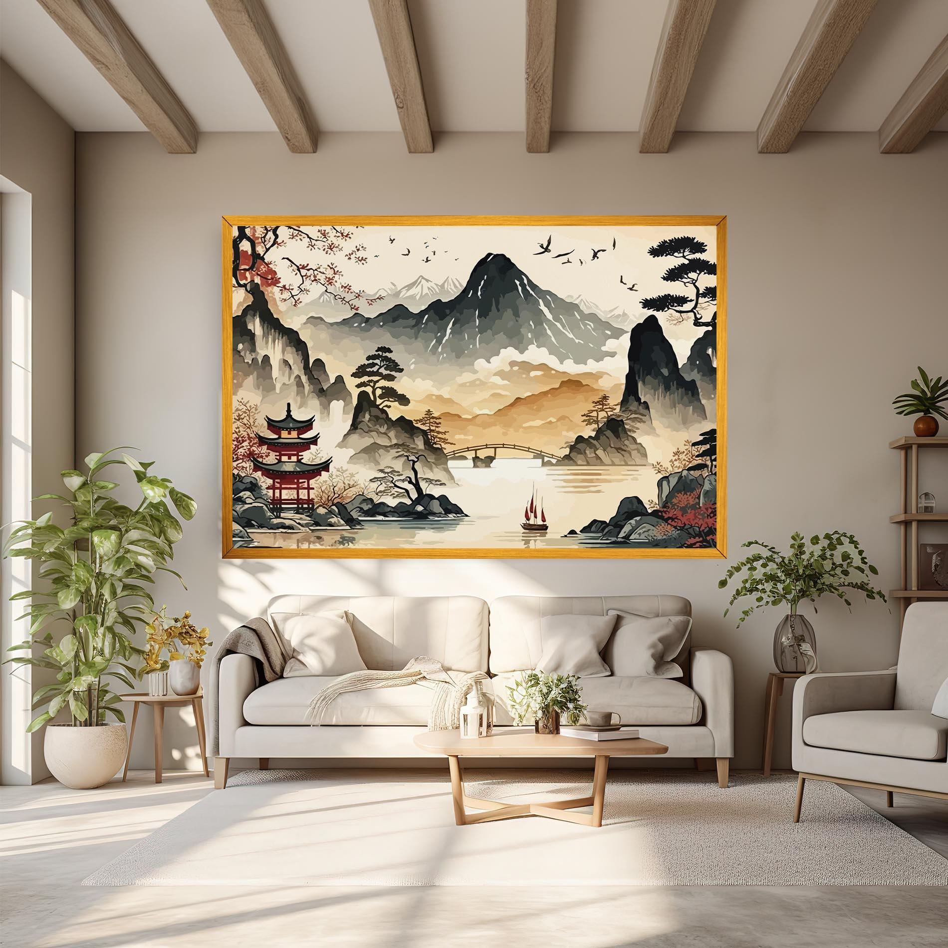 Vászonkép Asian Mountain View mockup 6