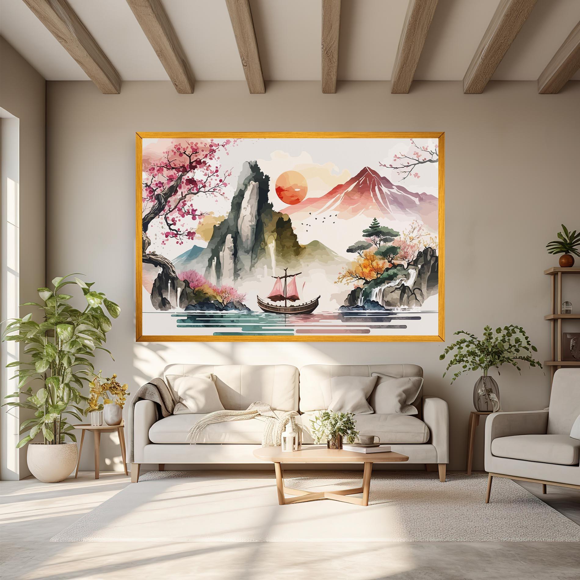 Vászonkép Asian Orange Sunset mockup 6