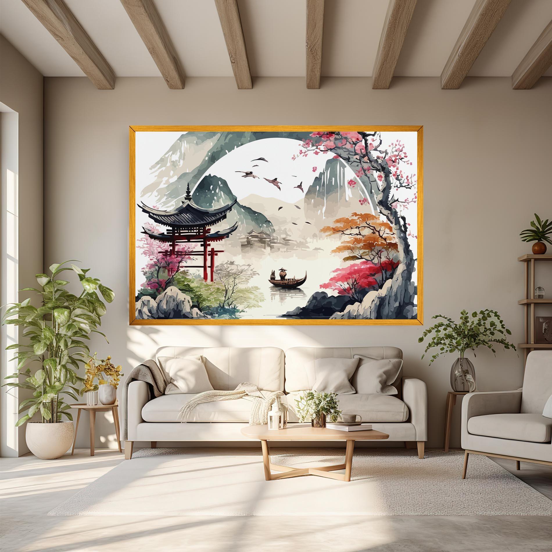 Vászonkép Beautiful Asiatic View mockup 6