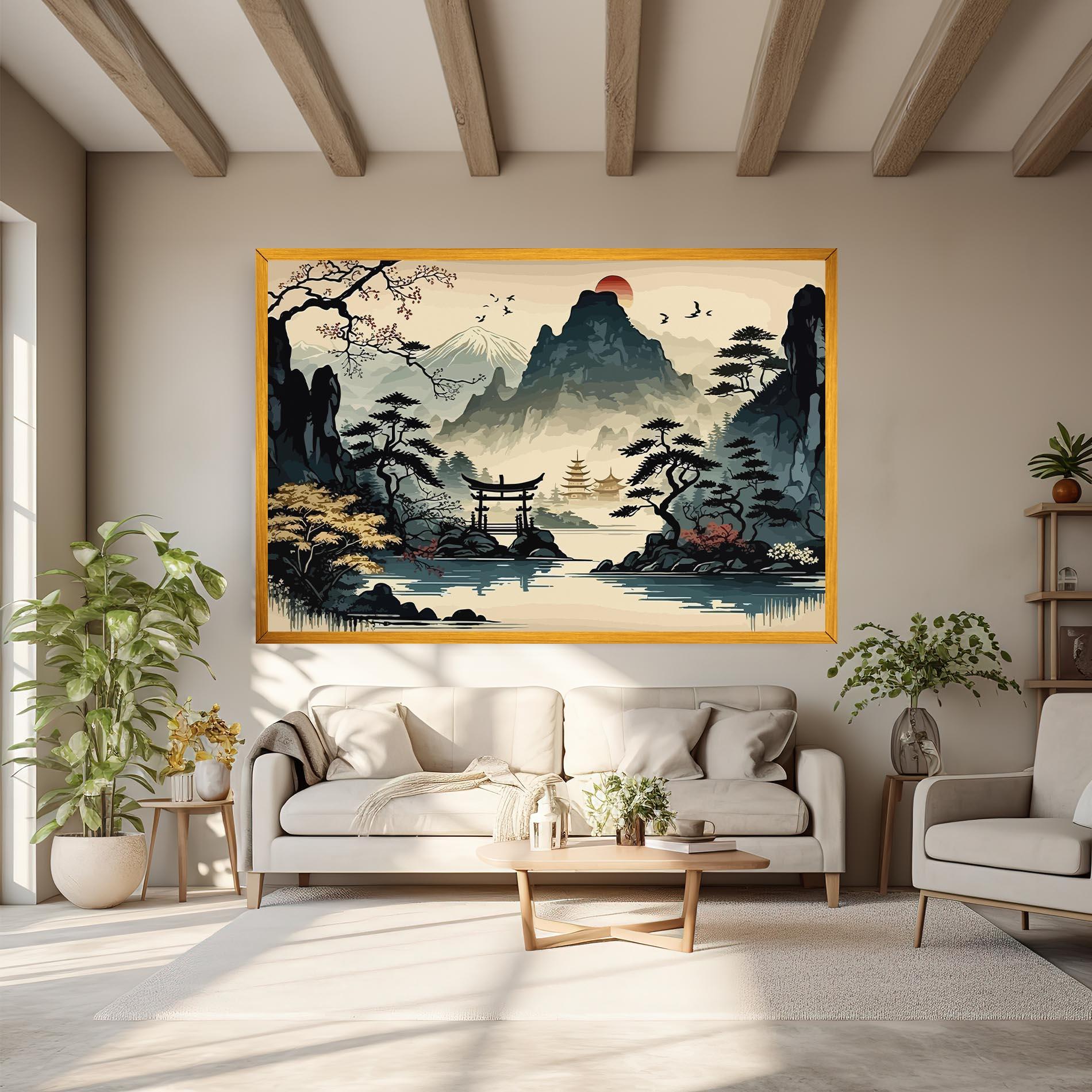 Vászonkép Cream Chinese Mountain mockup 6