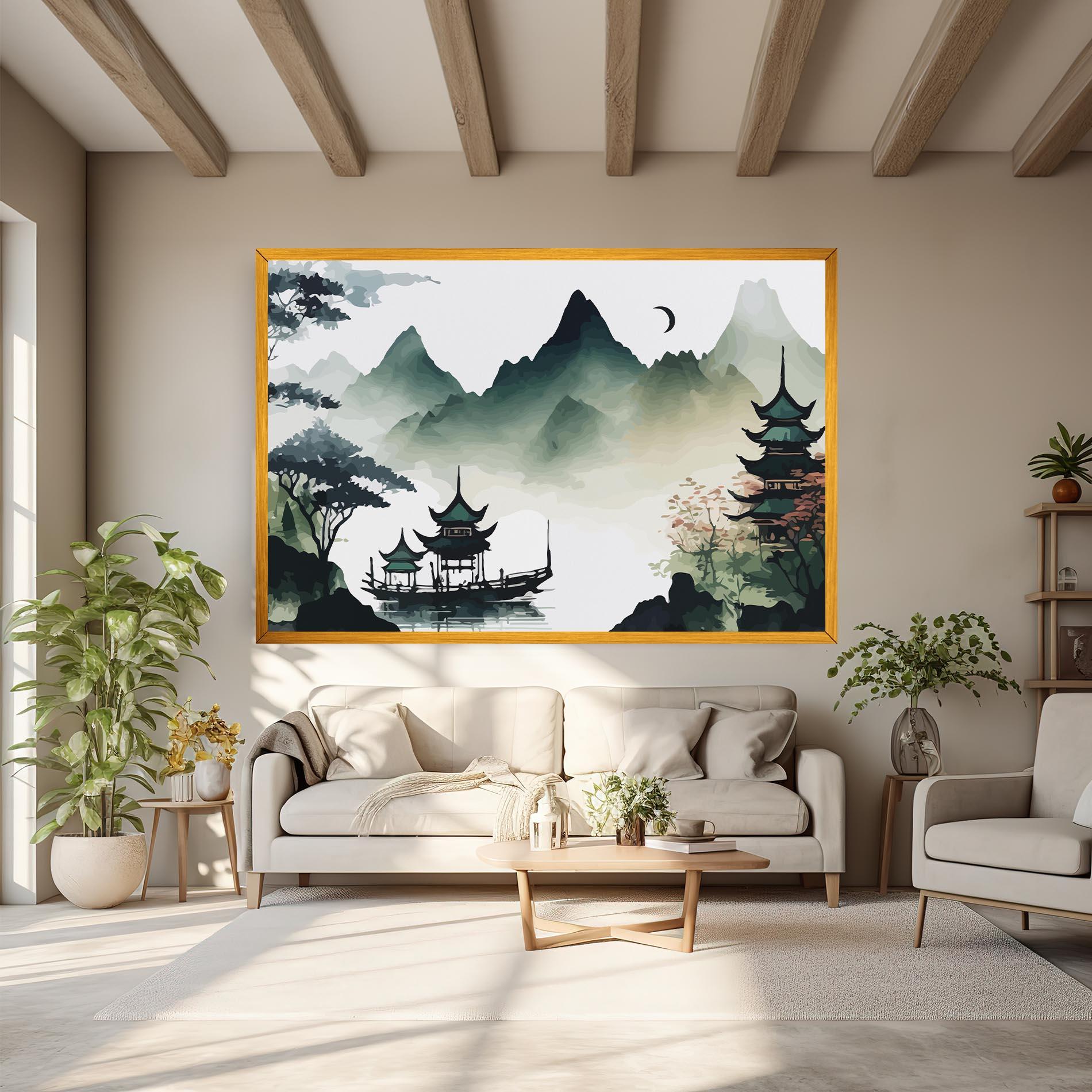 Vászonkép Green Mountain Moon mockup 6