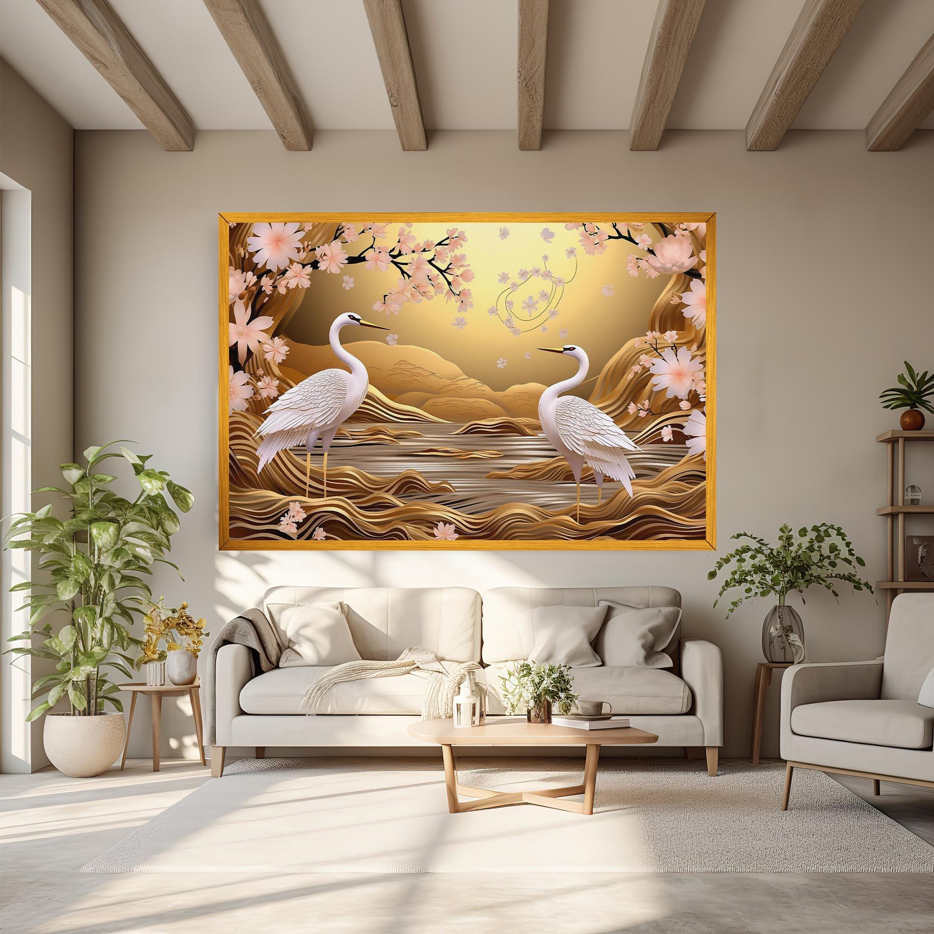 Vászonkép Pink Chinese Flowers mockup 6