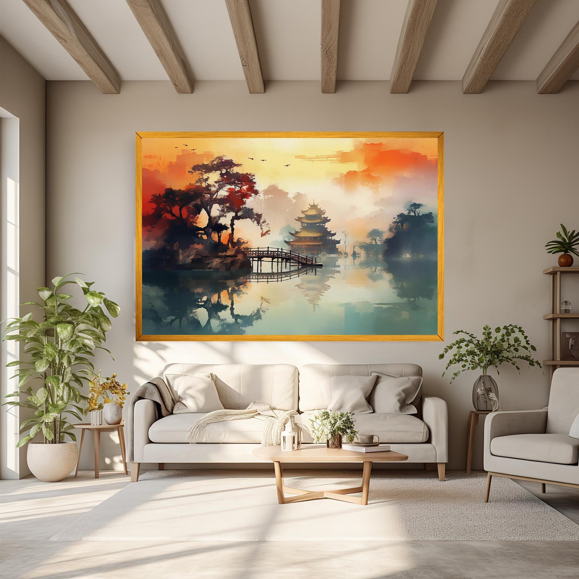 Vászonkép Sunset Fog Water mockup 6