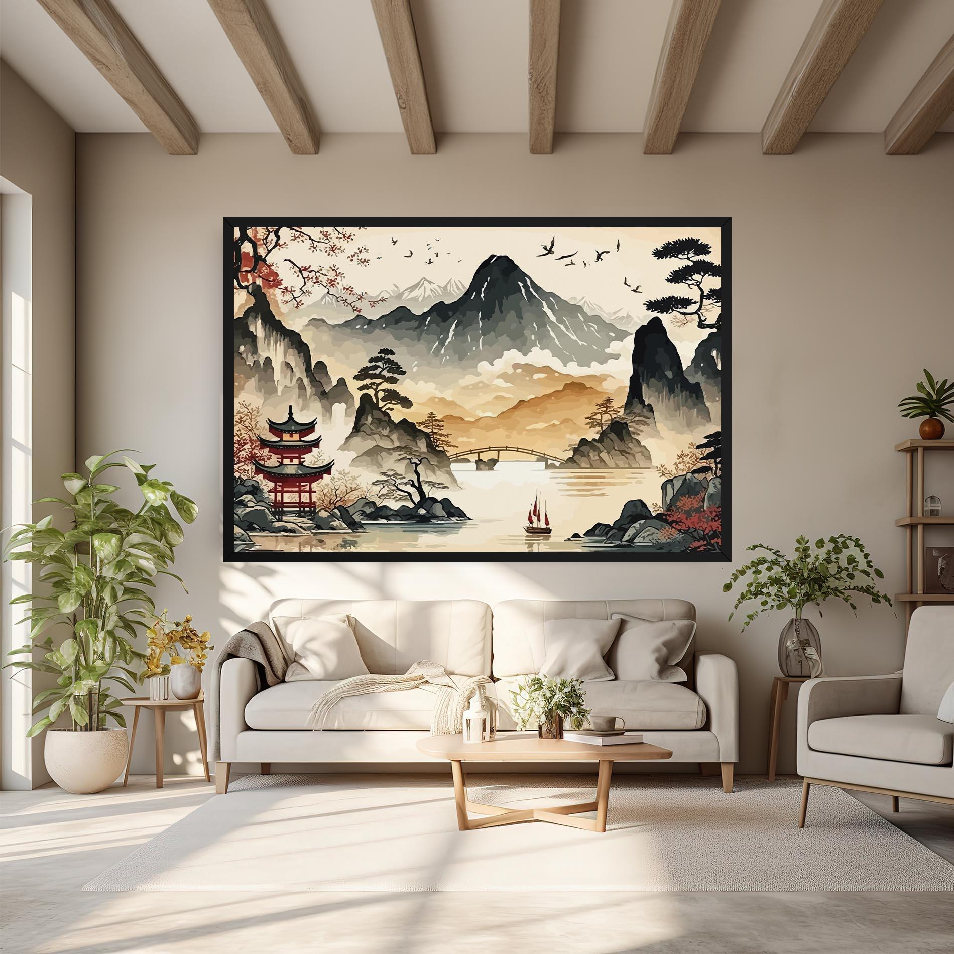 Vászonkép Asian Mountain View mockup 6