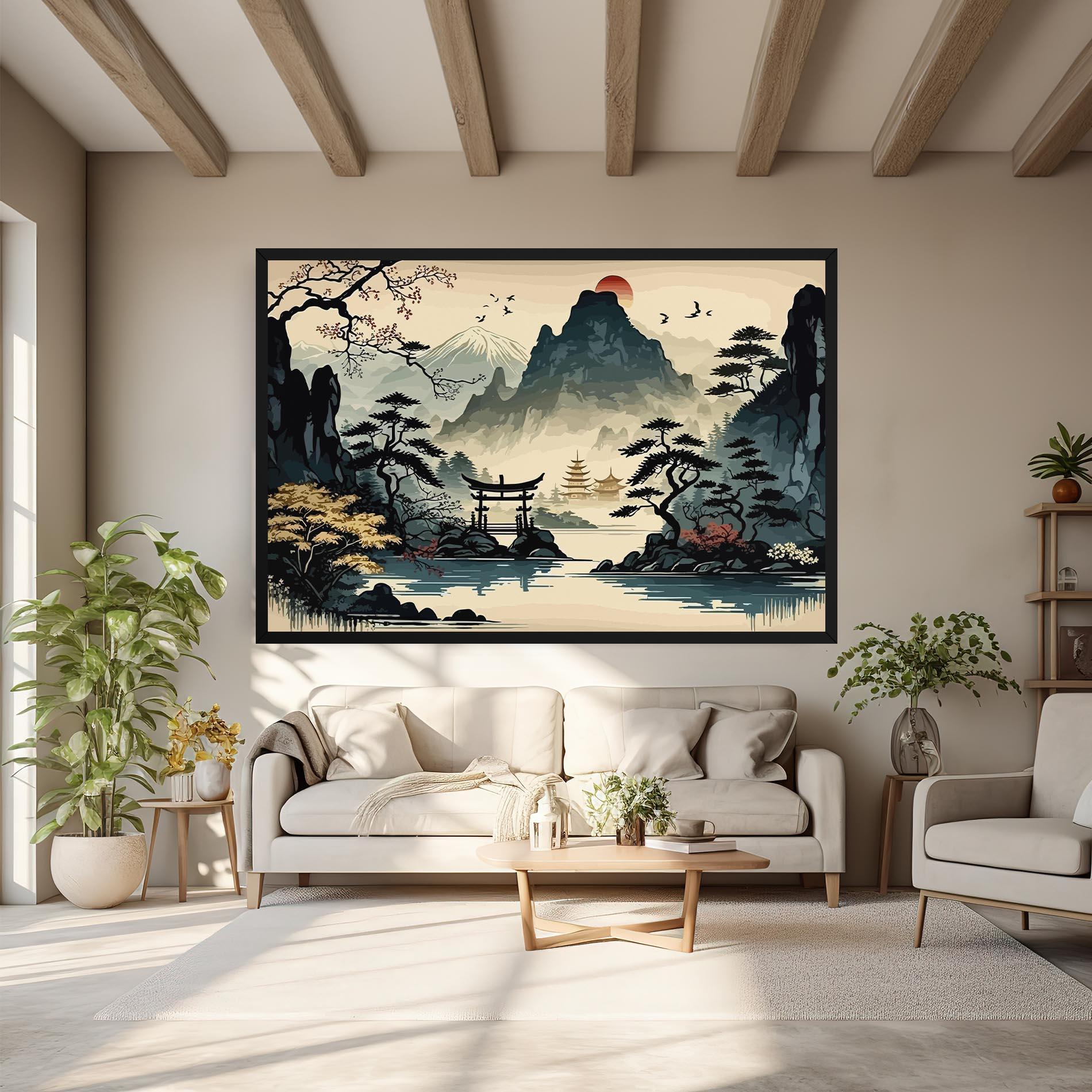 Vászonkép Cream Chinese Mountain mockup 6