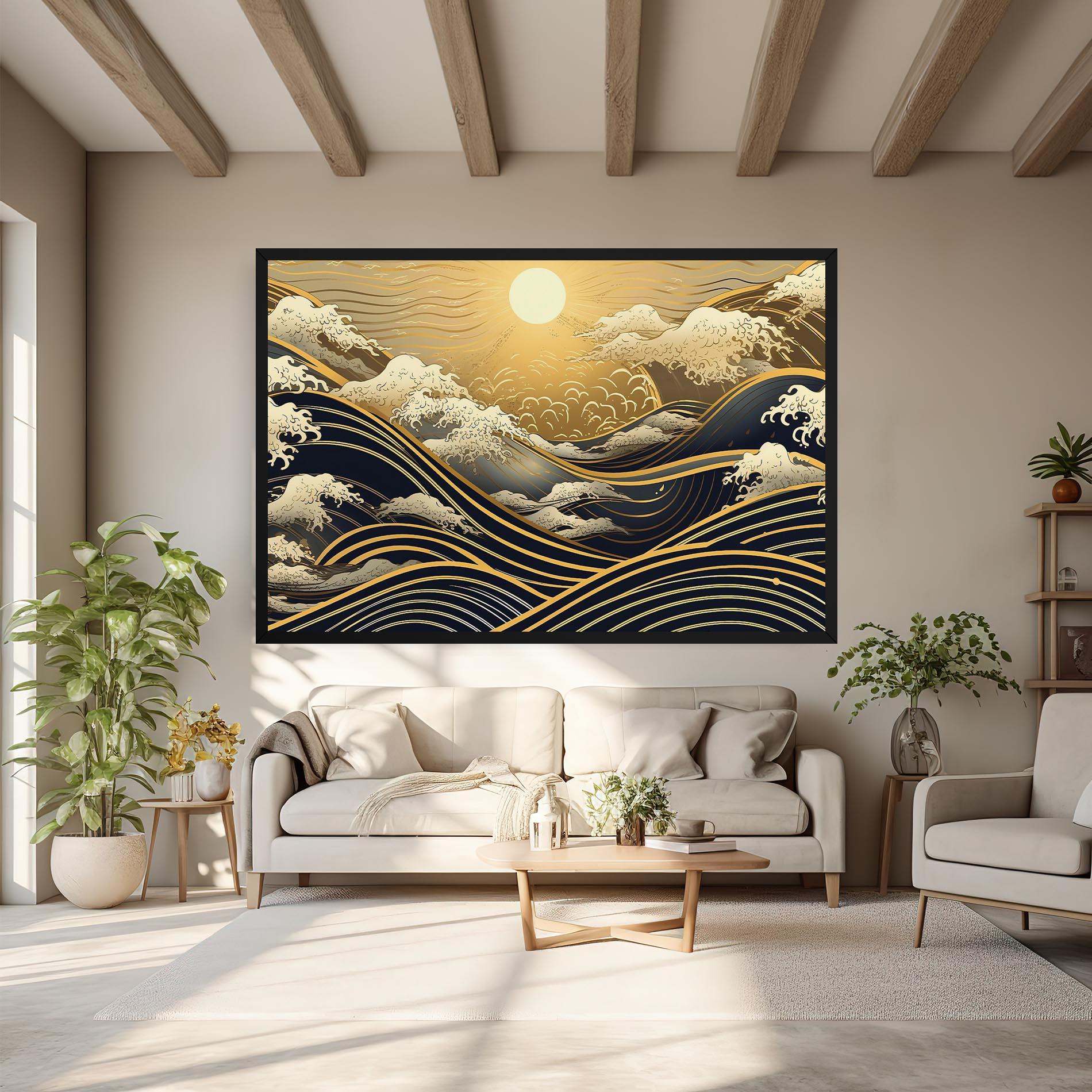 Vászonkép Gold Waves Landscape mockup 6