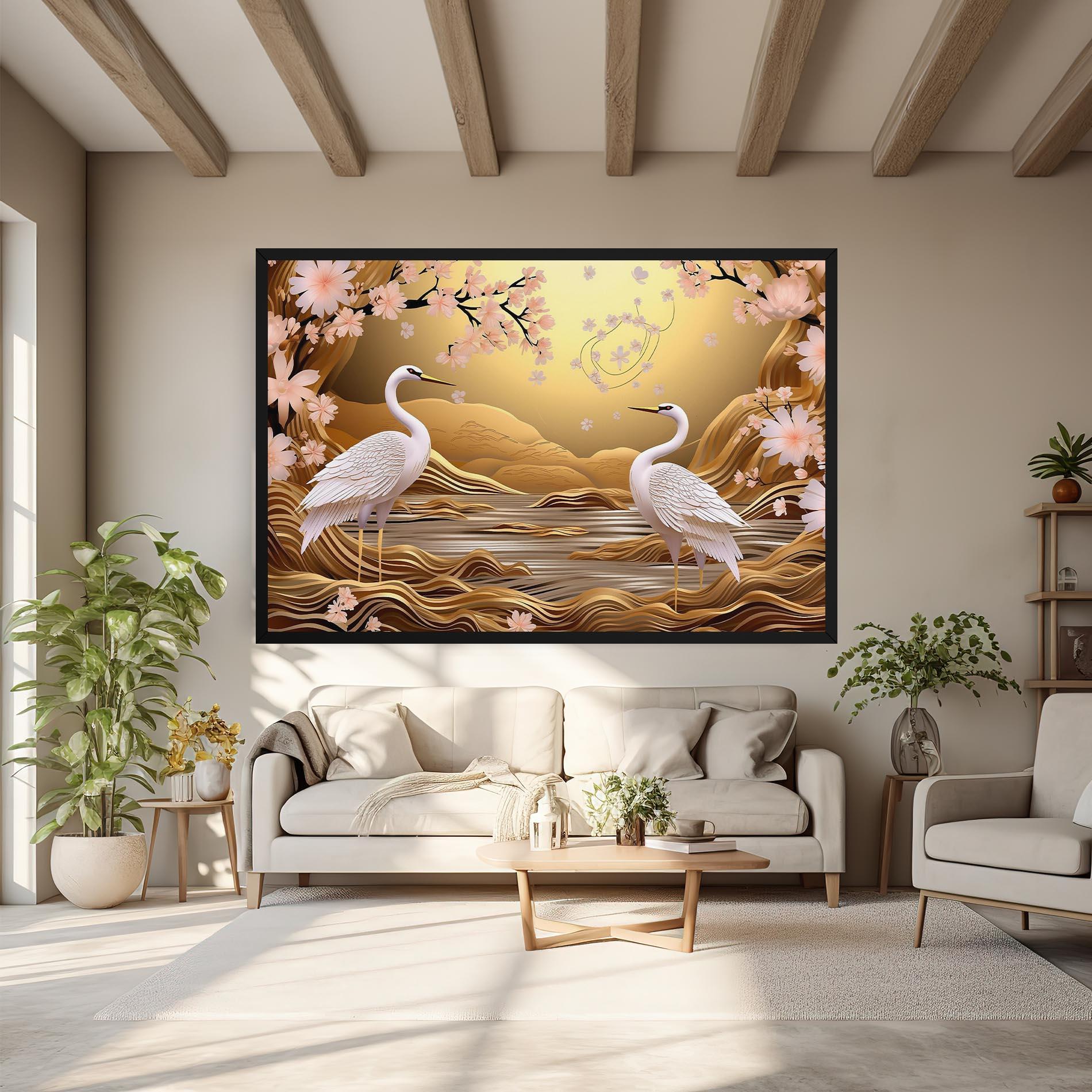 Vászonkép Pink Chinese Flowers mockup 6